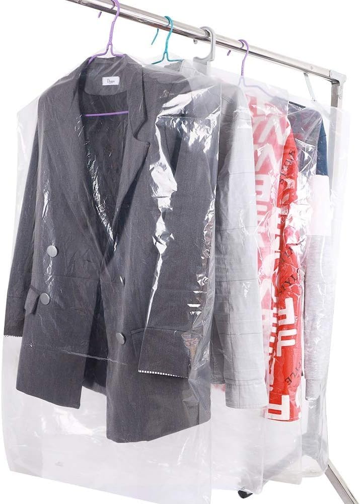 Nutmanel 6pcs Housses de Vêtements, 60x120cm Housses de Protection Zip Transparentes, Anti Poussière, Housse Vetements à Suspendre Imperméables, pour Rangement pour Chemise Costumes Manteaux Clothes