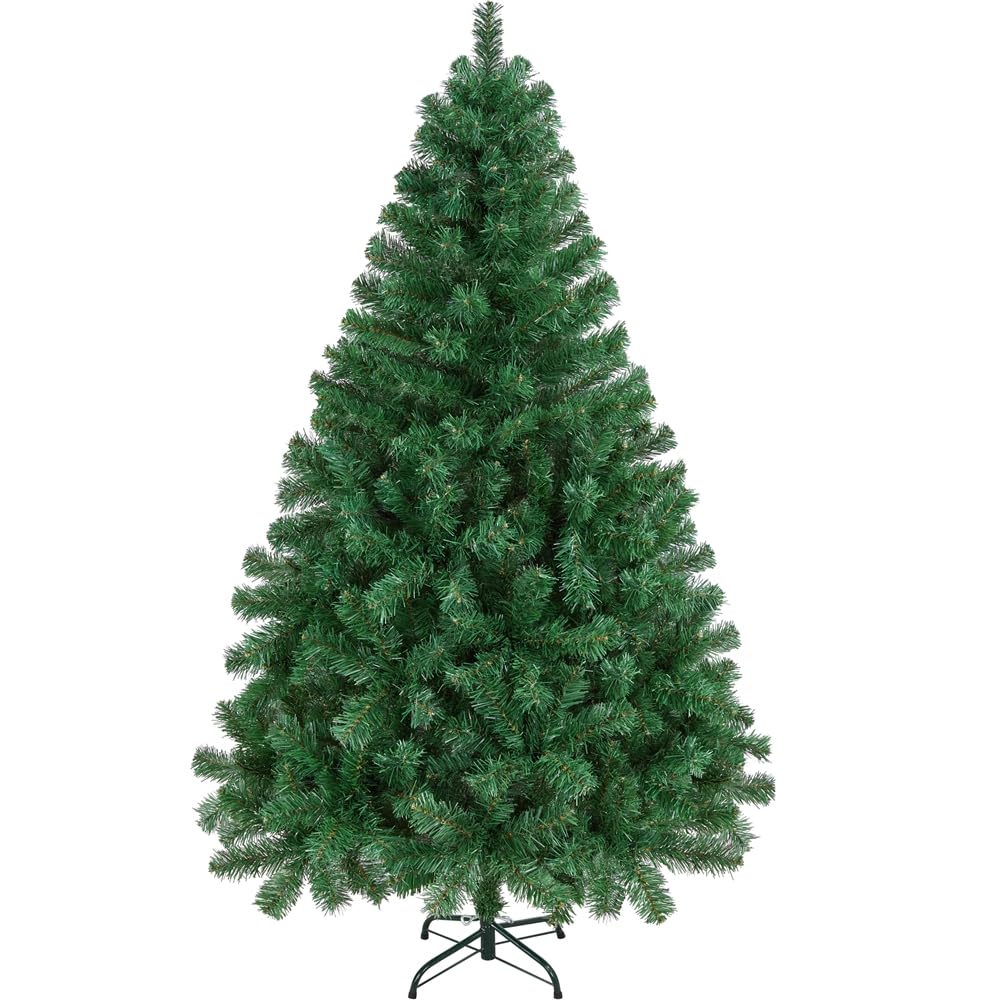 Yaheetech Árbol de Navidad 183cm Artificial Christmas Tree 598 Ramas PVC con Soporte de Metal Plegable Decoración Navideña Verde