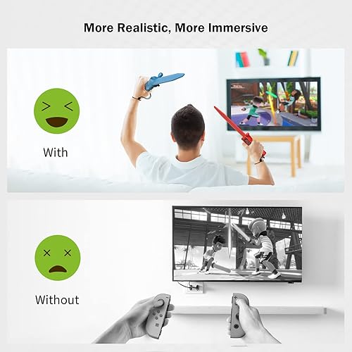 Vista 4 de TiMOVO Paquete de 2 empuñaduras de espada para Switch Sports Chambara juego de espadasThe Legend of Zelda Skyward Sword Game compatible con Nintendo