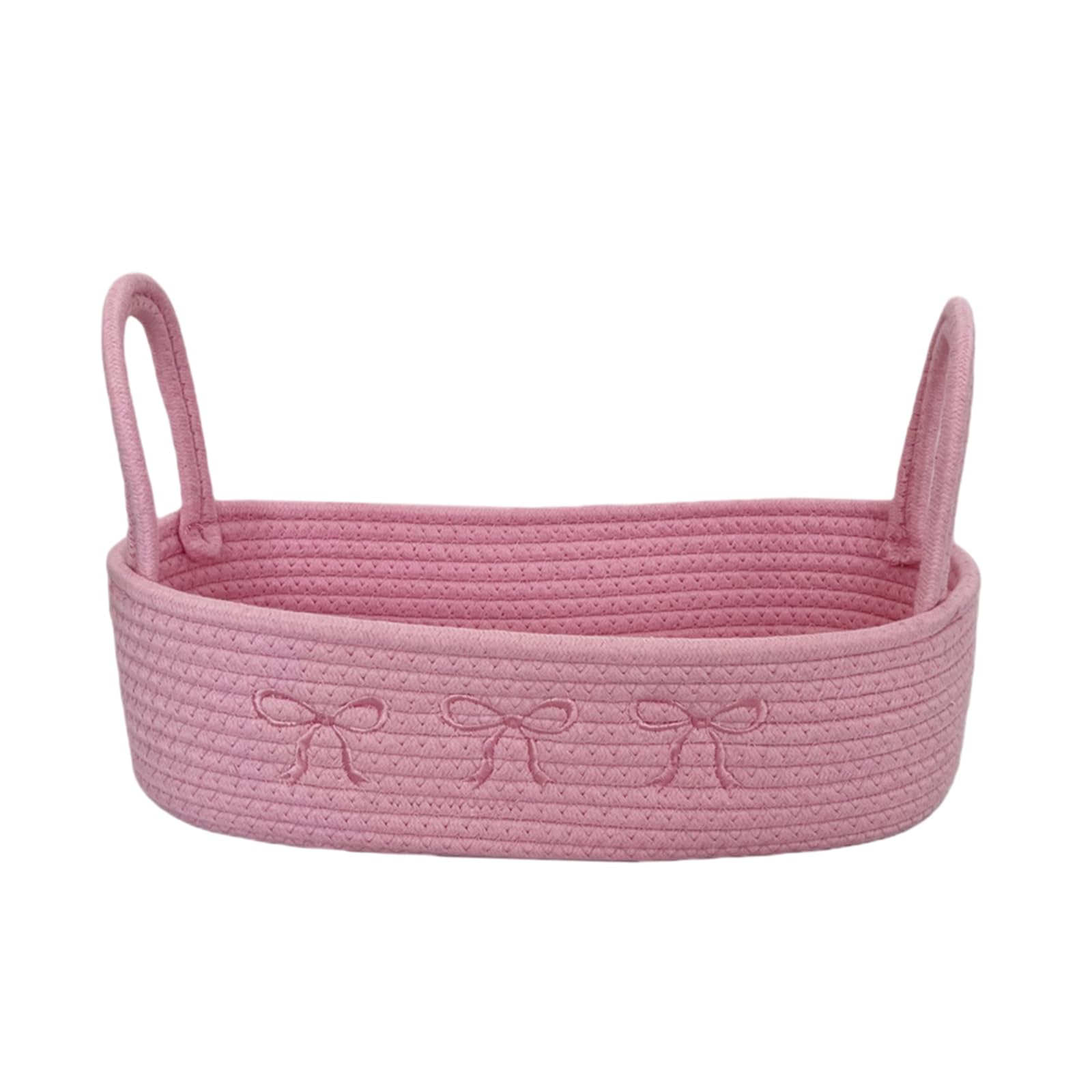 Nordic Styles Cotton Rope Storage Bin Bowknot Handle Decorative Basket Storage Organizers for Home Offices Organization Organizers