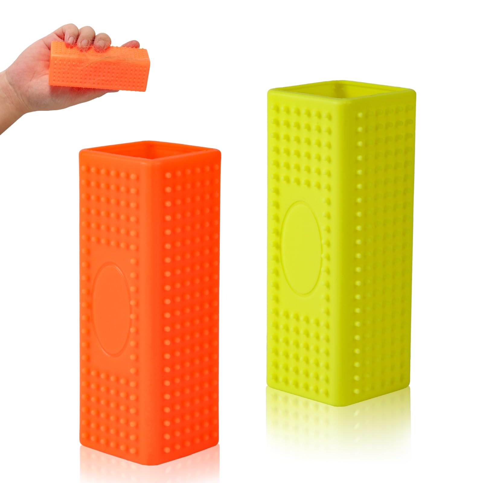 PEUTIER 2pcs Silicone Pet Hair Brushes, Convenient Block Roller Cleaner Reusable Pet Hair Carpet Brush Portable Carpet Cleaner Roller for Furnishings