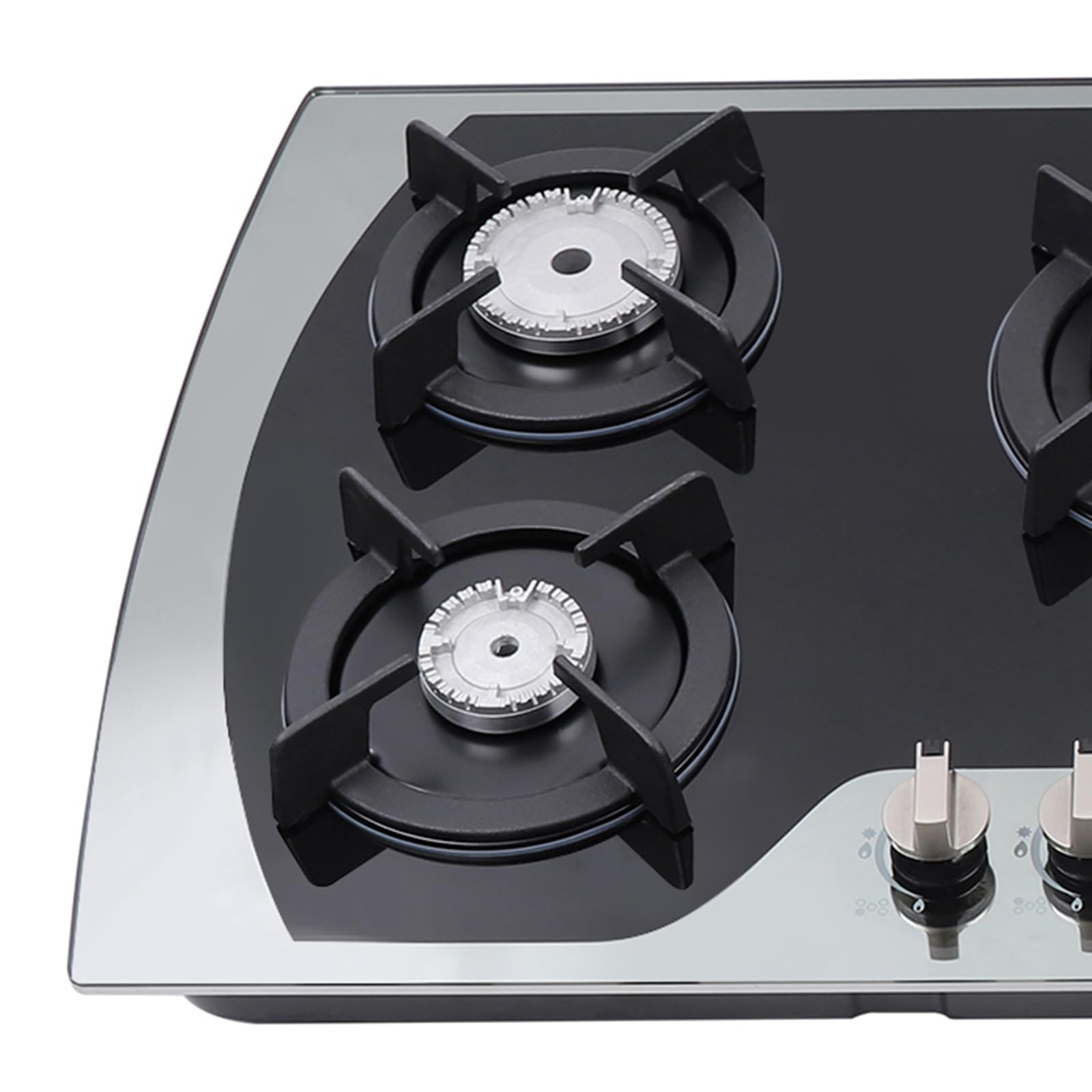 Plaque de Cuisson à Gaz à 5 Feux, 90 cm, en Verre, pour gaz Naturel et Propane, en Acier Inoxydable, pour la Maison et Le Camping-Car, avec Système D'interruption de Fflamme