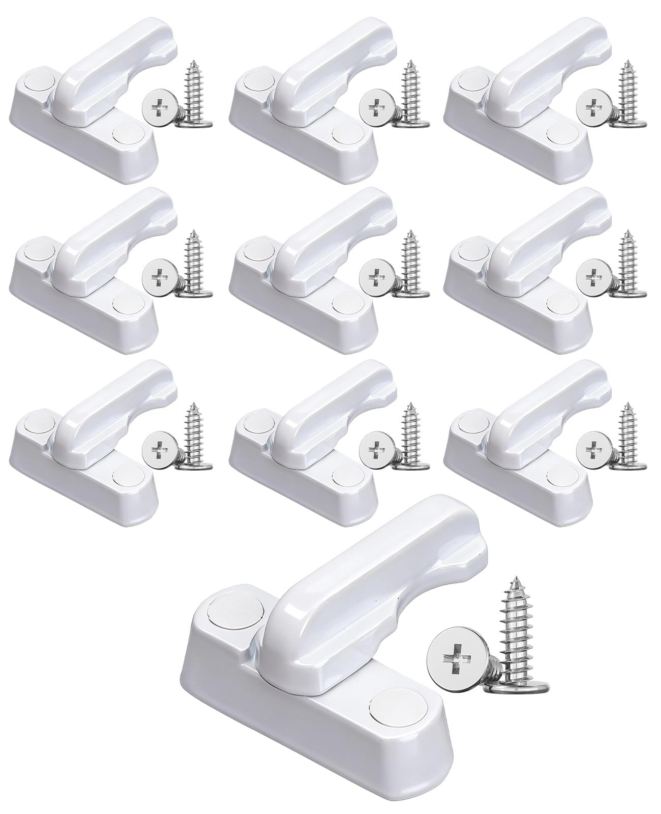 Funnaura White 10 Pcs Plastic Window Locks For Upvc Windows Doors, Window Lock