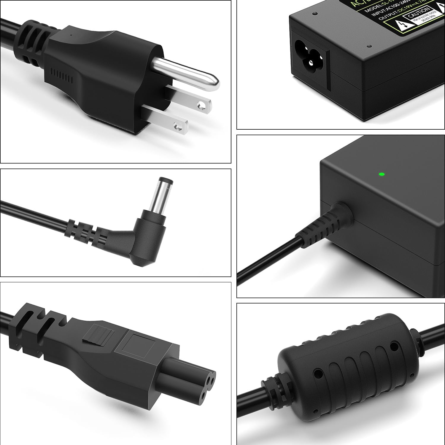 90W DC19V 4.74A Laptop Charger for Asus Toshiba AC Adapter Laptop PC Computer Charger Power Cord, 3 Pin 90 Watt AC to DC 19V Switching Power Supply with 10.56ft Long Cable, 5.5x2.5mm Plug