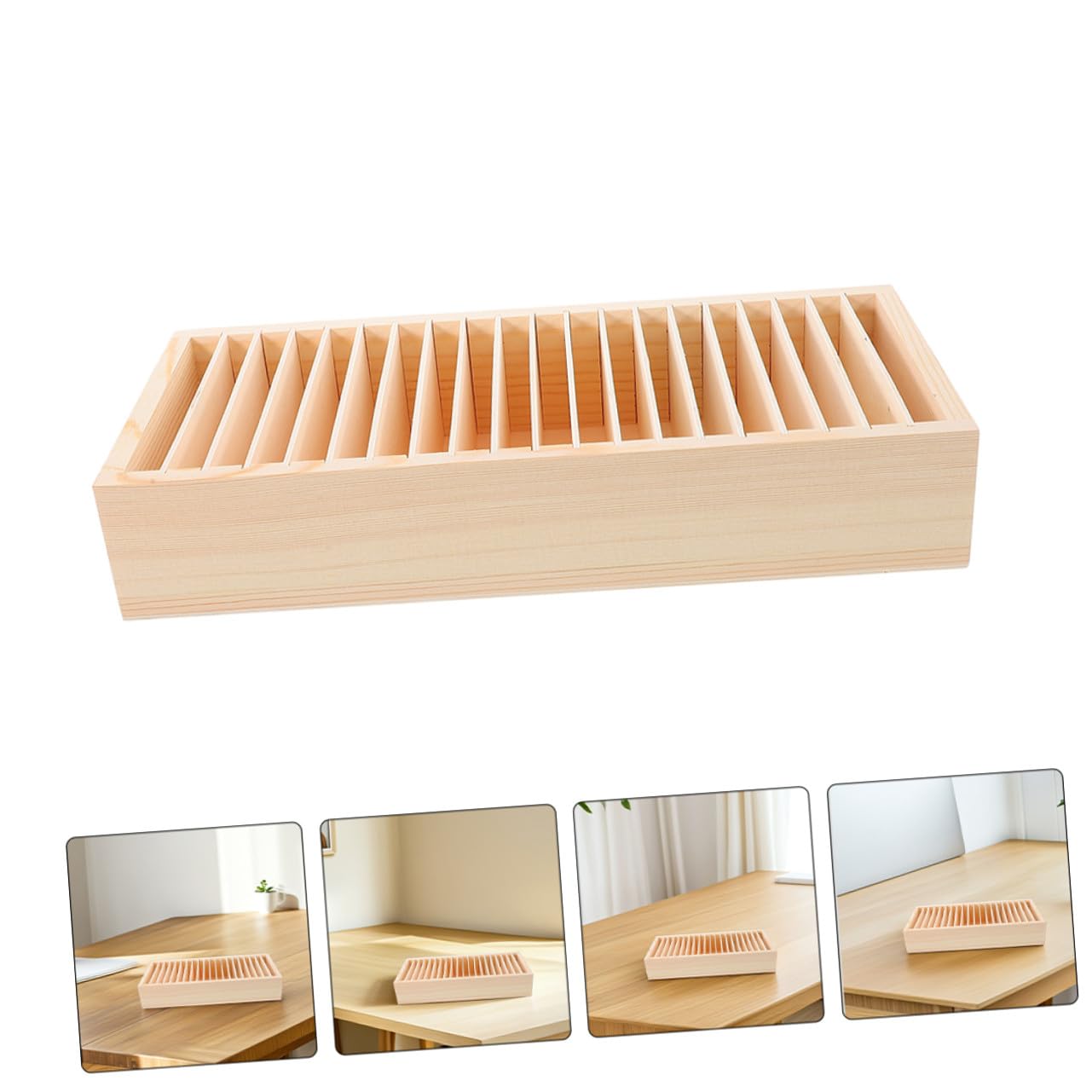 Sosoport Scatola in Legno per Biglietti da Visita 2 Scomparti Rimovibili Organizer per Scrivania Porta Biglietti da Visita e Gioielli Contenitore Multifunzione per Ufficio e Casa