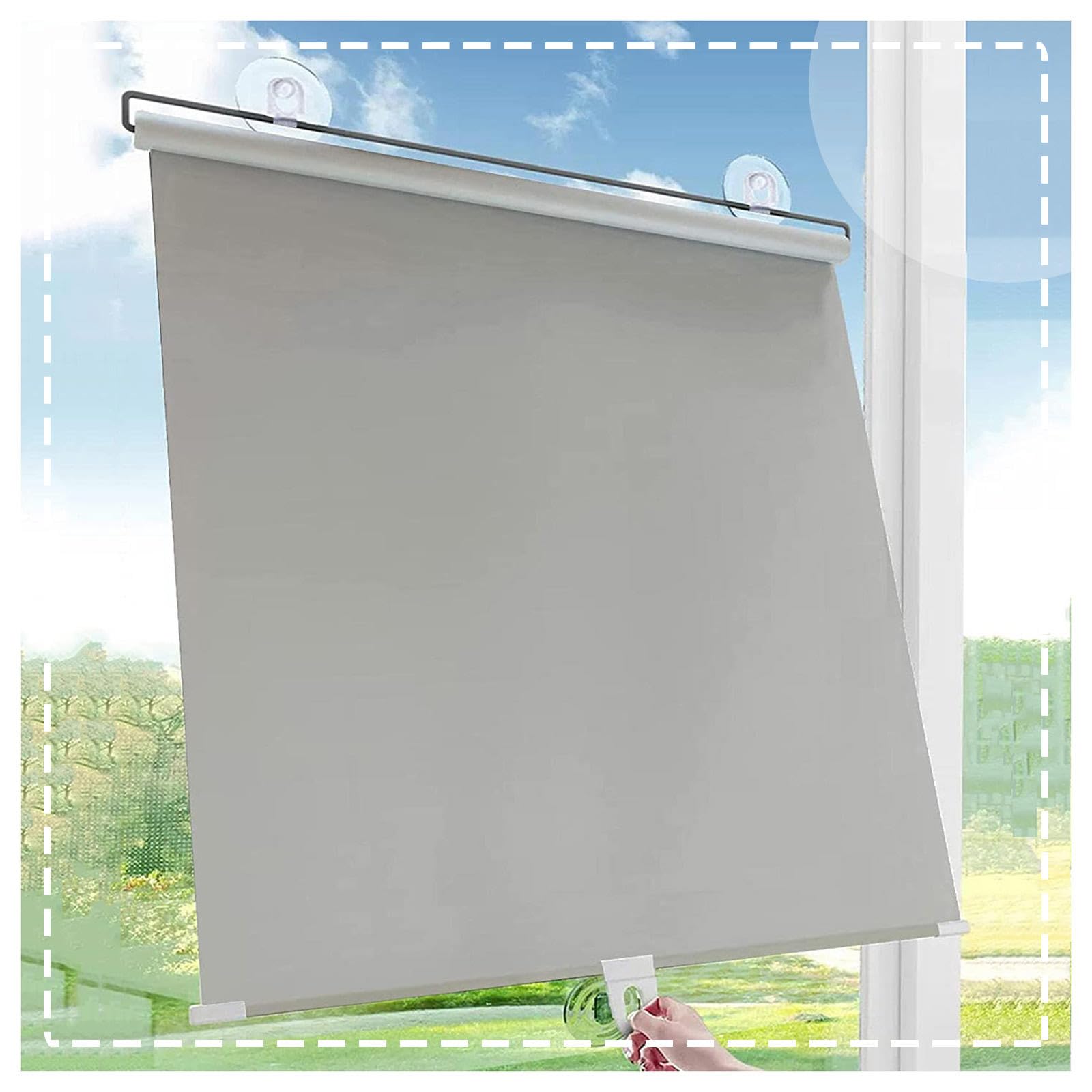 Suwooy Grey Suction Cup Blackout Roller Blinds,Sunshade Roller Blinds For Windows And Doors,Insulated/Privacy Curtains,Retractable Roller Shades,For Bedroom Kitchen Balcony Car,-58×125Cm(22.8 * 49.2In)