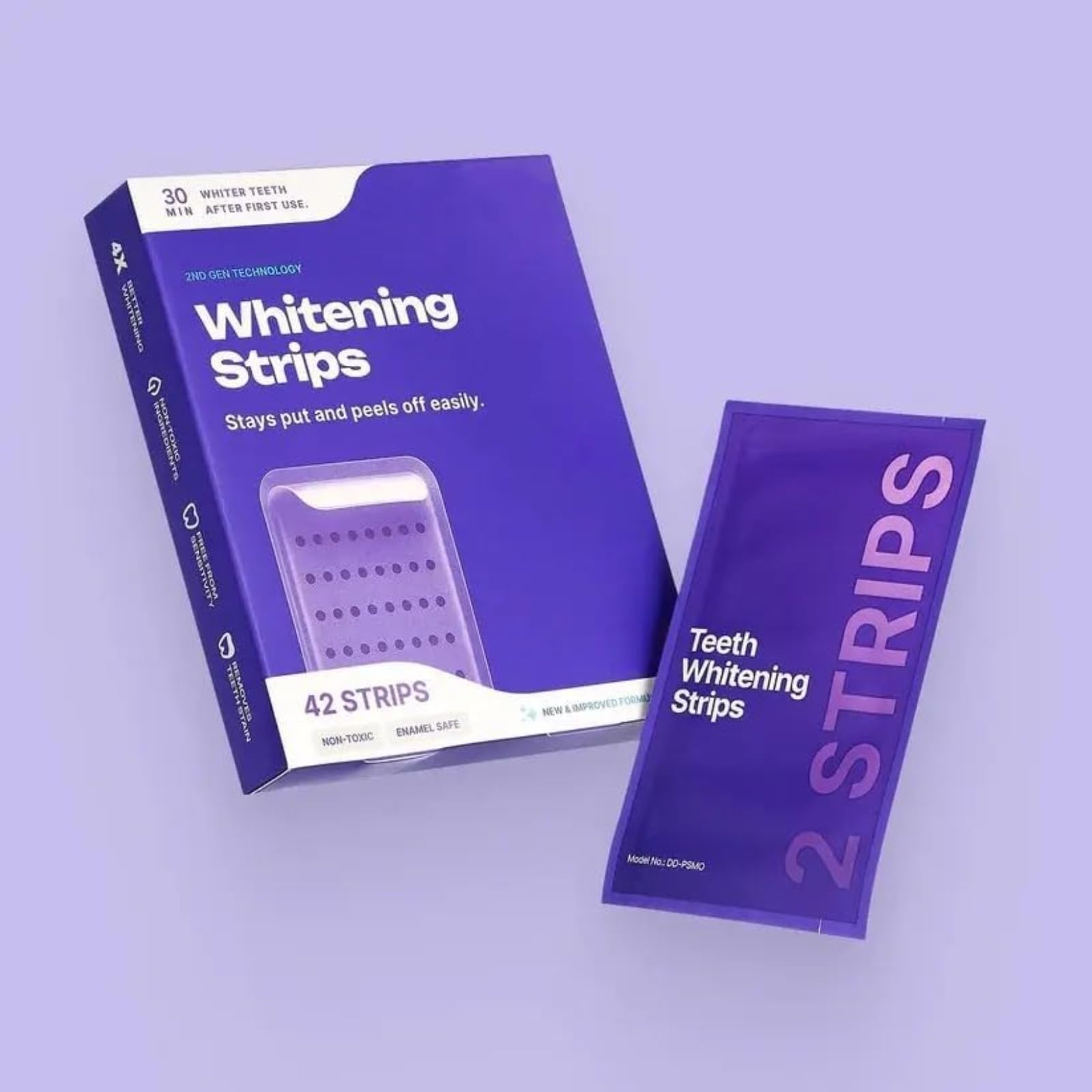 Dr Dent Strisce Sbiancanti Viola, Rimuove Macchie Caffè Fumo Vino, Delicato per lo Smalto dei Denti (1 Stück - 42pcs)