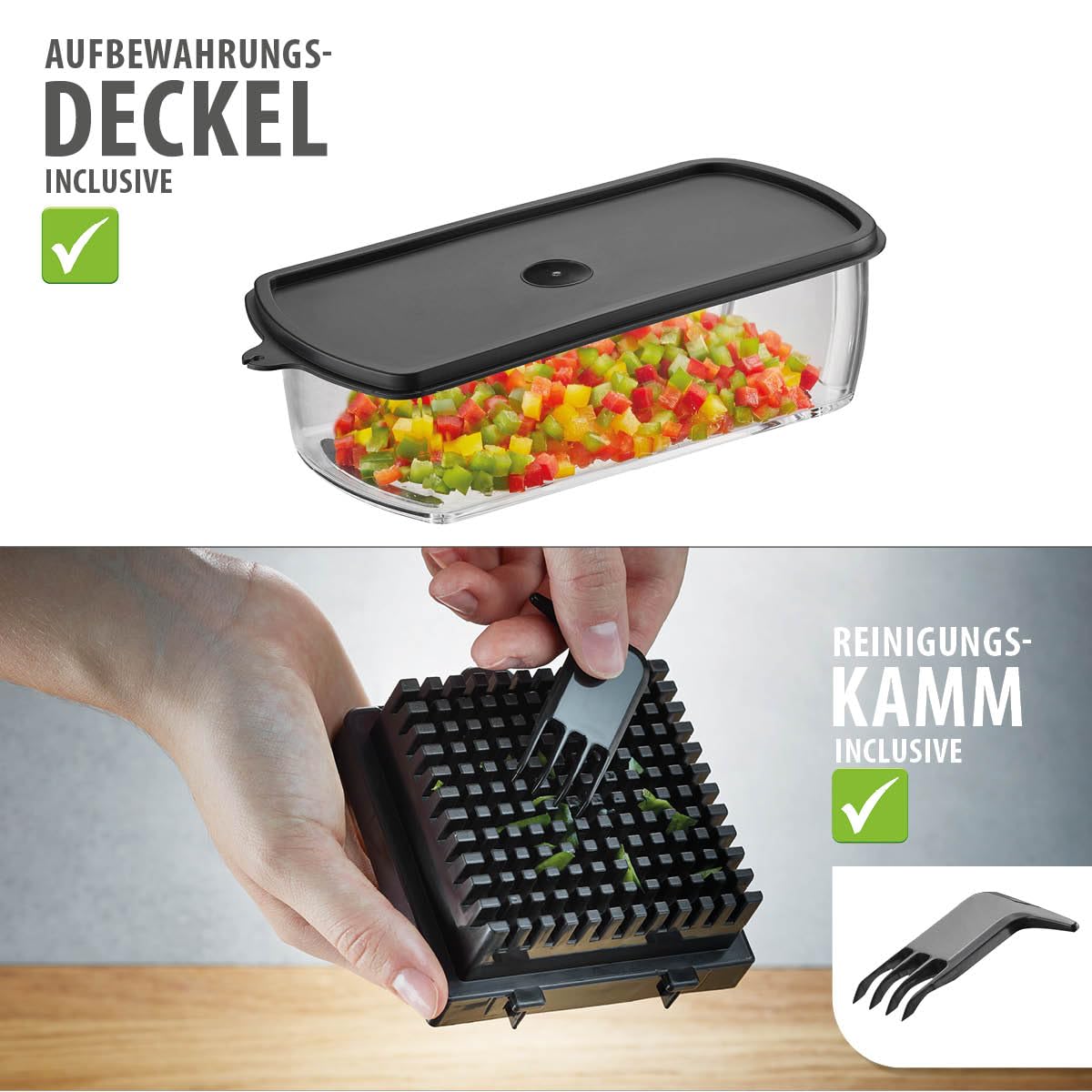 GEFU Würfel- und Stifteschneider TREPPO - Multi Küchenschneider für Obst und Gemüse, Zwiebeln, Pommes Frites, Käse, Salat