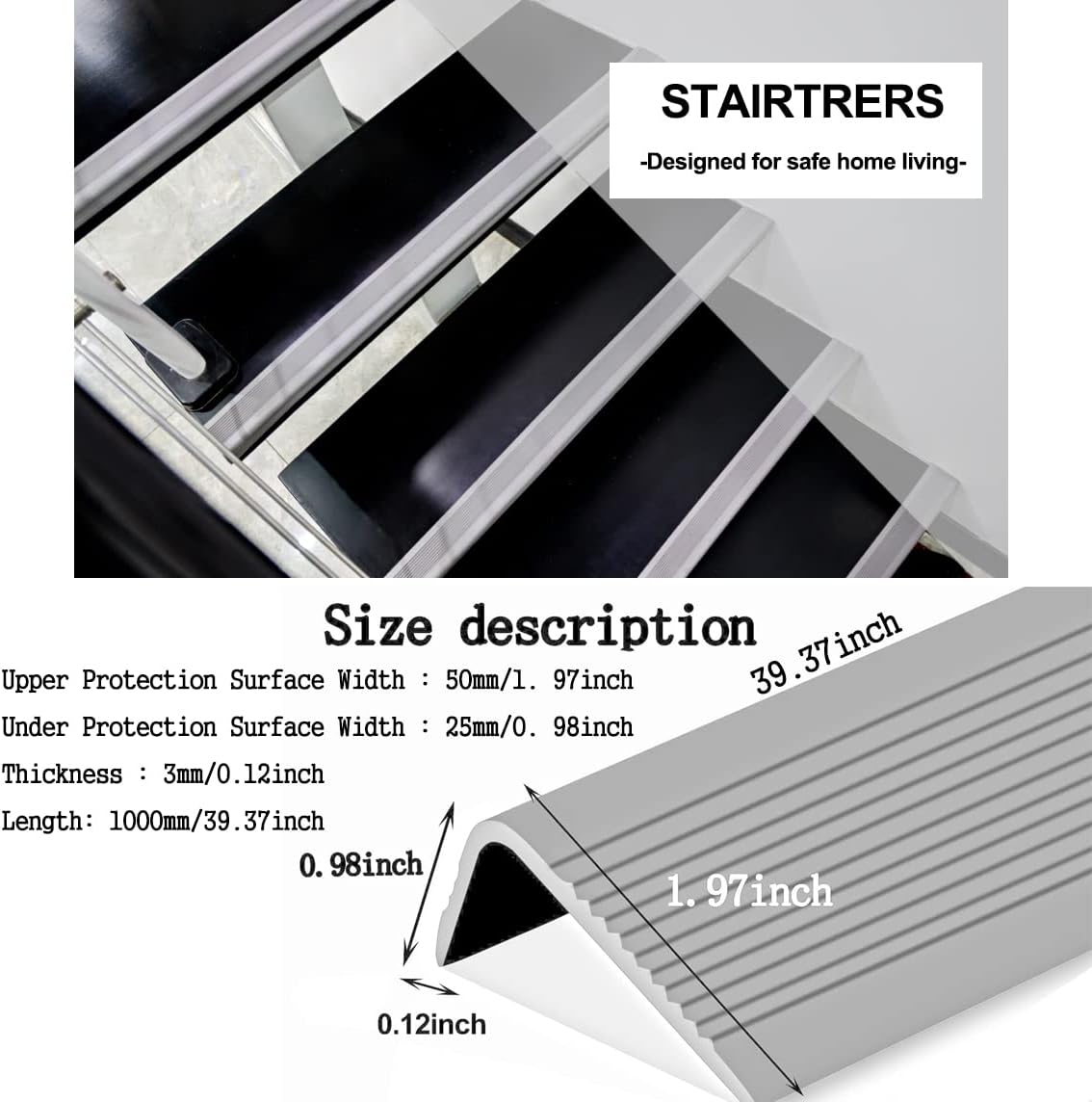 Buy Stair Nosing Edge Trim，Rubber Stair Edge Protector，Non Slip Stair