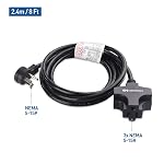 Cable Matters 3-Outlet 3 Prong Extension Cord 8 Feet, 3-Outlet Splitter Adapter with Extension Cord in Black