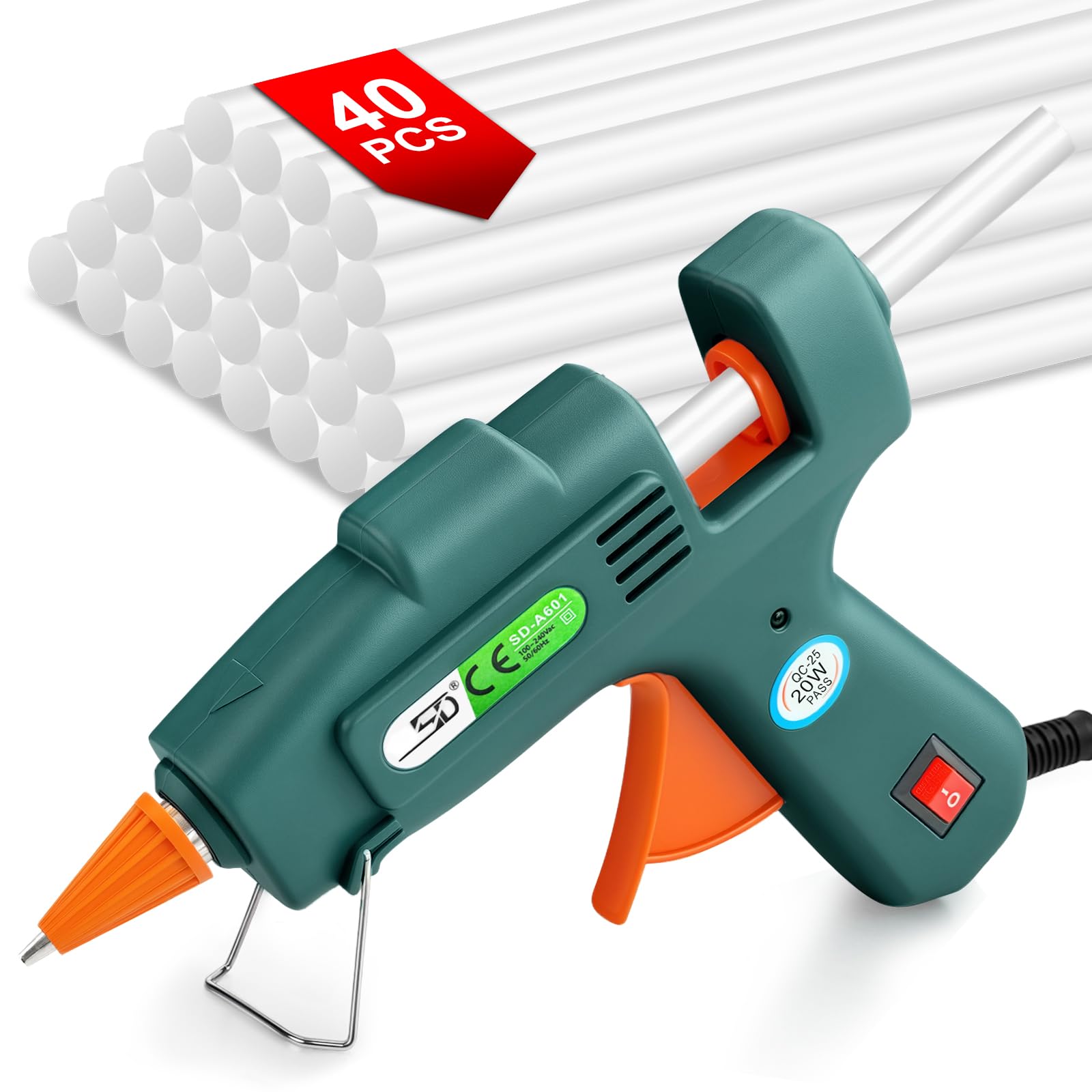 Flintronic Pistola de Pegamento Caliente, 20W Mini Pistola Silicona Manualidades, Calentamiento Rápido, con 40 Barras de Pegamento, para Bricolaje Artesanía, Reparaciones Industriales, Oficina