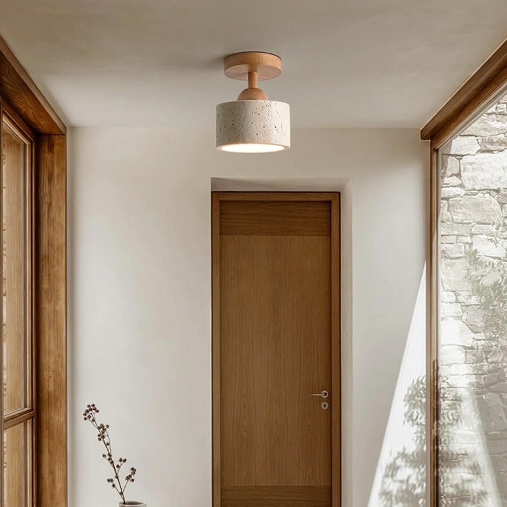 Jadssox kamienna lampa sufitowa nowoczesna lampa sufitowa do montażu podtynkowego cylindryczna drewno blisko lamp sufitowych E27 oprawa oświetleniowa do przedpokoju lampy sufitowe z kamienia naturalne