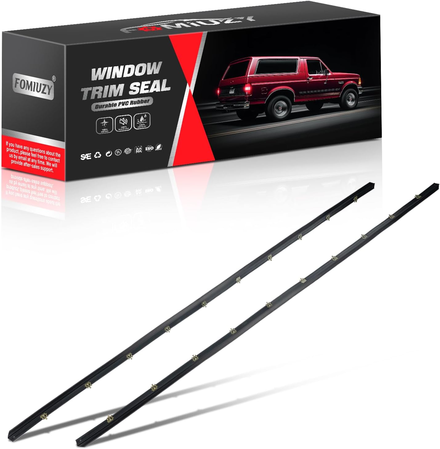 WEILEITE Rear Tailgate Liftgate Trunk Hatch Inner & Outer Car Window Molding Sweep Felt Trim Seal Weather Stripping Kit Compatible with Ford Bronco 1978-1996 Replace KF2027(2Pcs)