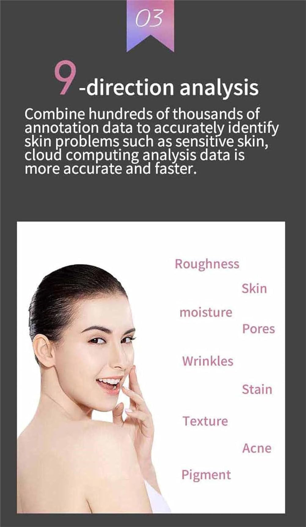 Analizador de Piel facial,Estación de Evaluación Epidérmica con Pantalla 21.5" - 8 Espectros,Análisis en 9 Dimensiones (Poros/Hidratación) nformes Personalizables para Uso Profesional‌,White