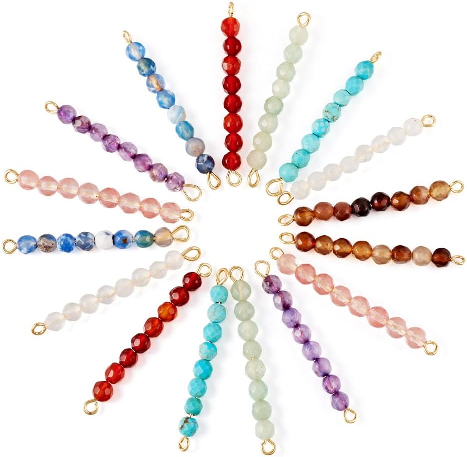 KISSITTY Gemstone Bead Connector Charms Stone Bead Links Connectors 2 Hole Gemstone Bead Charms Links for DIY Necklace Earring Jewelry Making - Image 7