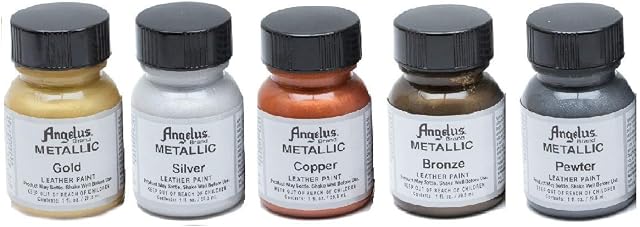 Angelus - Kit consisting of 5 Metallic Colors - Colors for Leather and Fabric - 29.5 ml