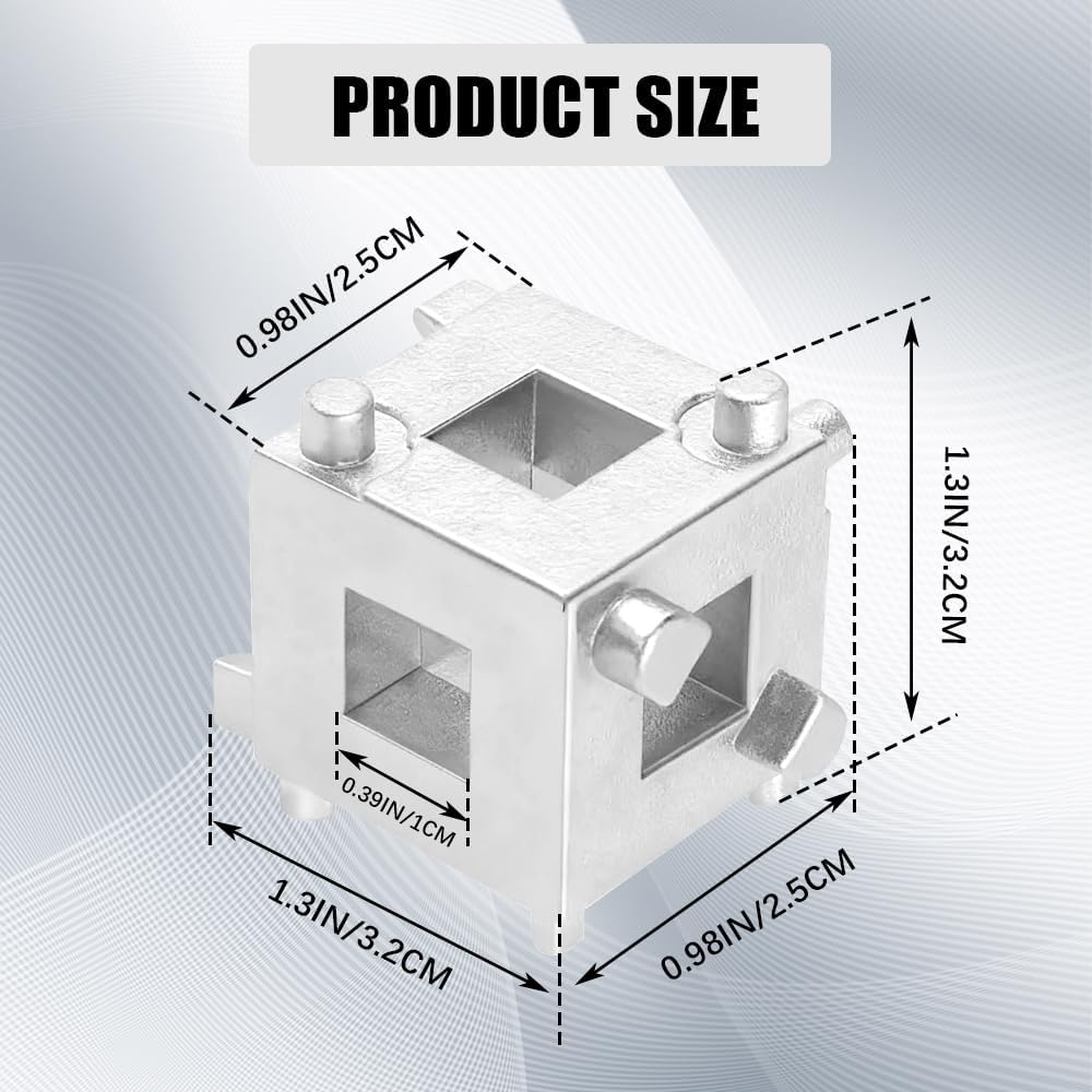 Cube Brake Caliper Compression Tool, Car Rear Disc Brake Piston Tools, 3/8" Disc Brakes Piston Caliper Wind Back Cube Tool, Car Caliper Piston Compressor Tool for Most Cars (Silver)
