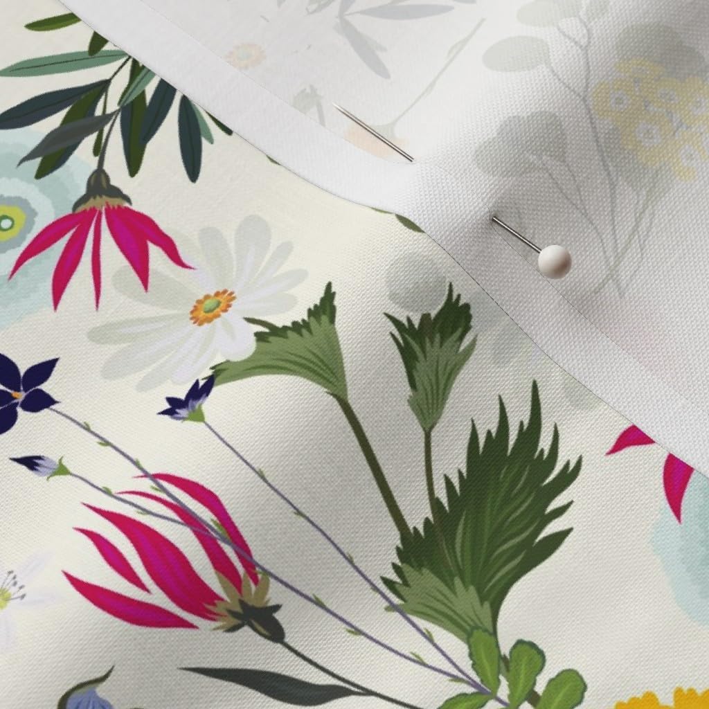 Spoonflower Fabric - Wildflower Leaves Floral Summer Flora Farm Park Printed on Petal Signature Cotton Fabric by The Yard - Sewing Quilting Apparel Crafts Decor