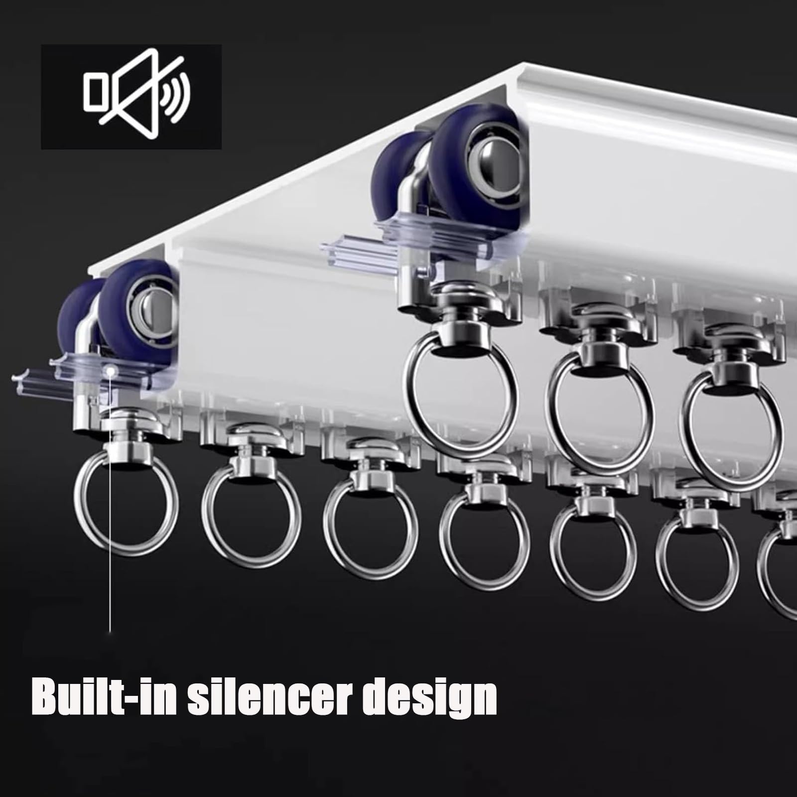 Heavy Du Double ain Track System - Riel doble de aluminio montado en el techo para separadores de habitaciones, ideal para sala de estar y dormitorio