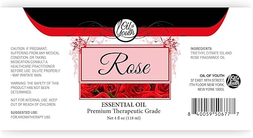 Miniatura 2 de Oil of Youth Aceite esencial de rosa  Aceite de aromaterapia de grado terapéutico para difusor, piel, cabello, perfume y fabricación de velas, 4