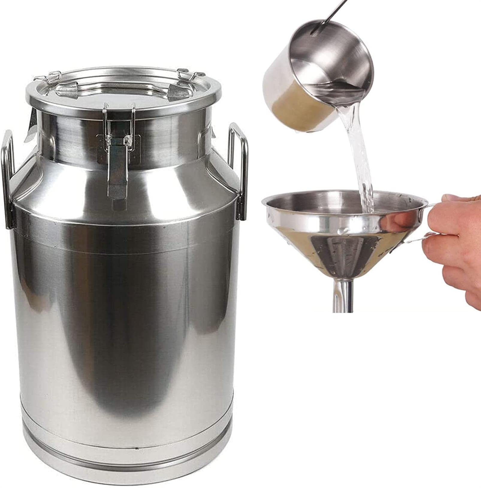 SaryEdge 35L/9.27 Gallon Milk Can, 304 Stainless Steel Heavy Duty Milk Jug Milk Bucket Pail Canister Tote Jug with Sealed Lid for Liquid Container Storage,