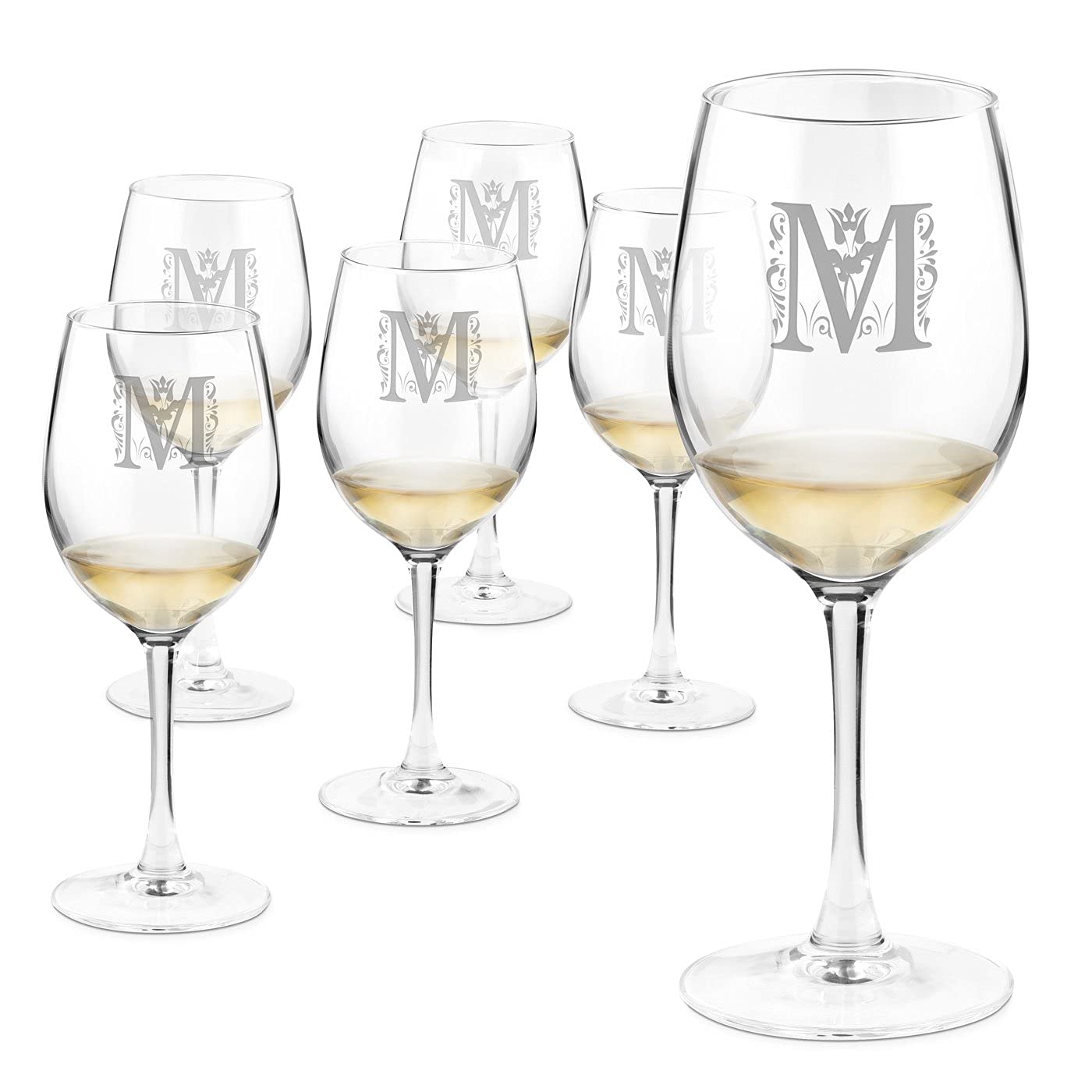 Maverton 6 Verres à Vin en Cristal pour elle, 6 Verres gravés 350 ml