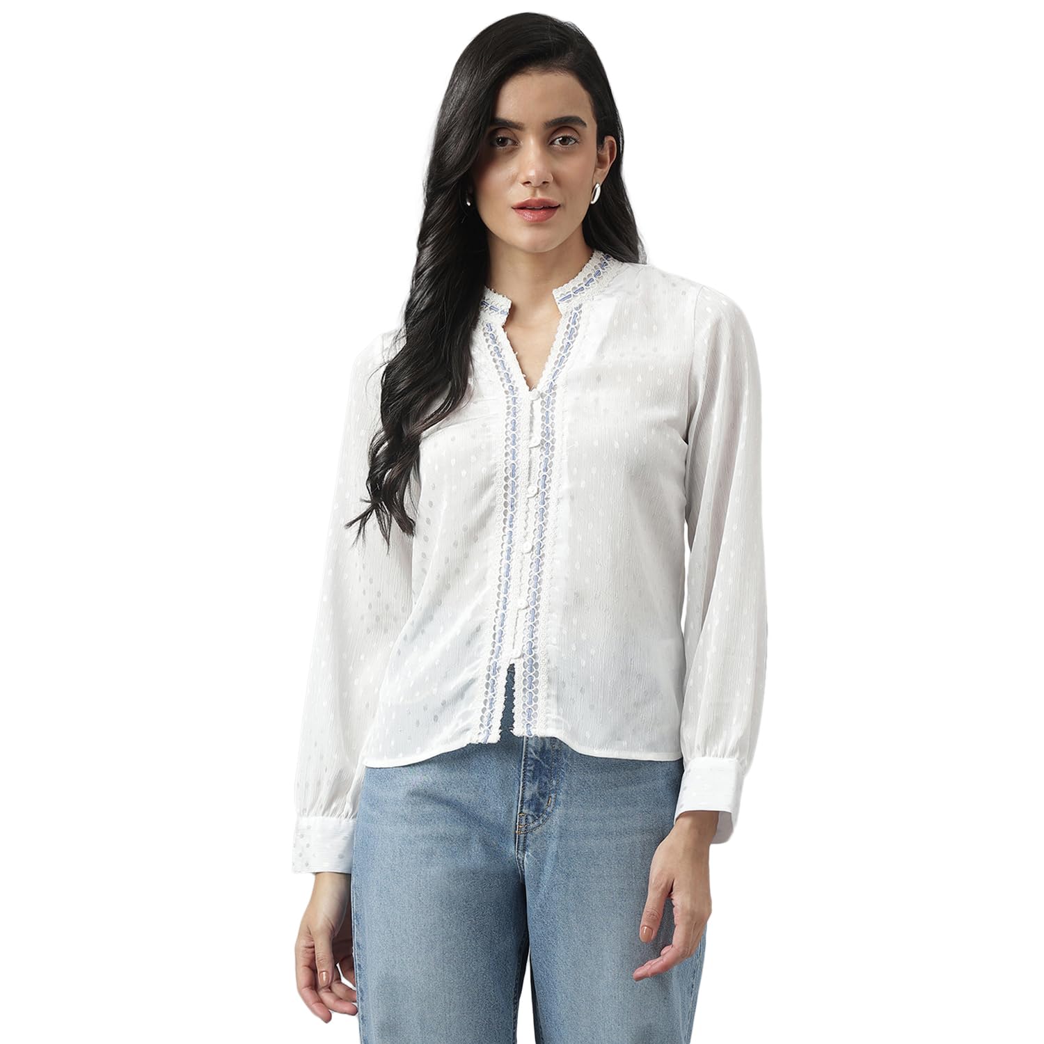 Women White Casual Solid Full Sleeve Shirt-image-11