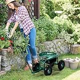 Rolling Garden Seat Cart - Comfortable Gardening Stool with Extendable Handle, 360° Swivel Seat, Inflatable Tires for All Terrains, Tool Storage, Sturdy Steel Construction, Easy Gardening & Weeding
