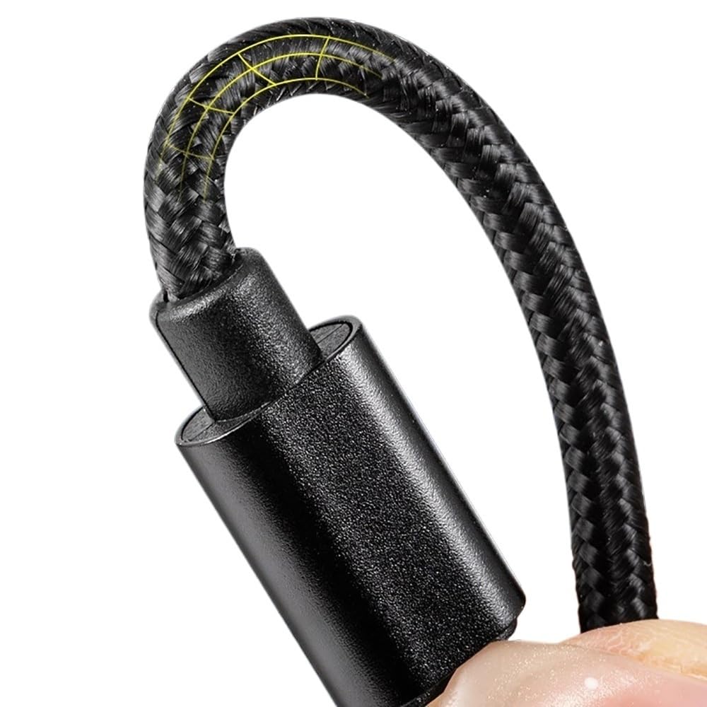 Cavo di ricarica rapida USB-C 5A in nylon intrecciato da 66 W (Tipo/C a Tipo/C PD Cha/*rger/cavo dati, 1 m, 2 m, 300 cm) (1 m, nero)