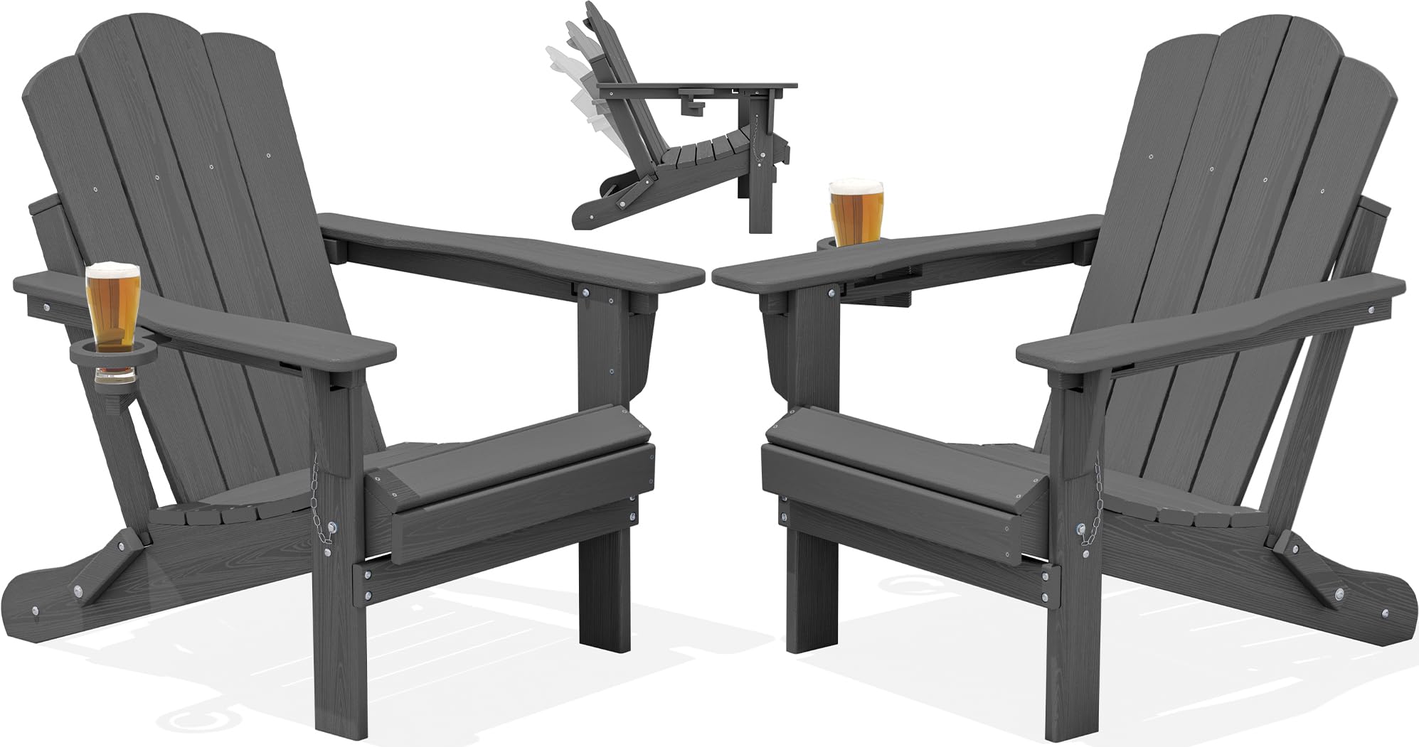 KINGYES Adjustable Folding Adirondack Chair Set of 2
