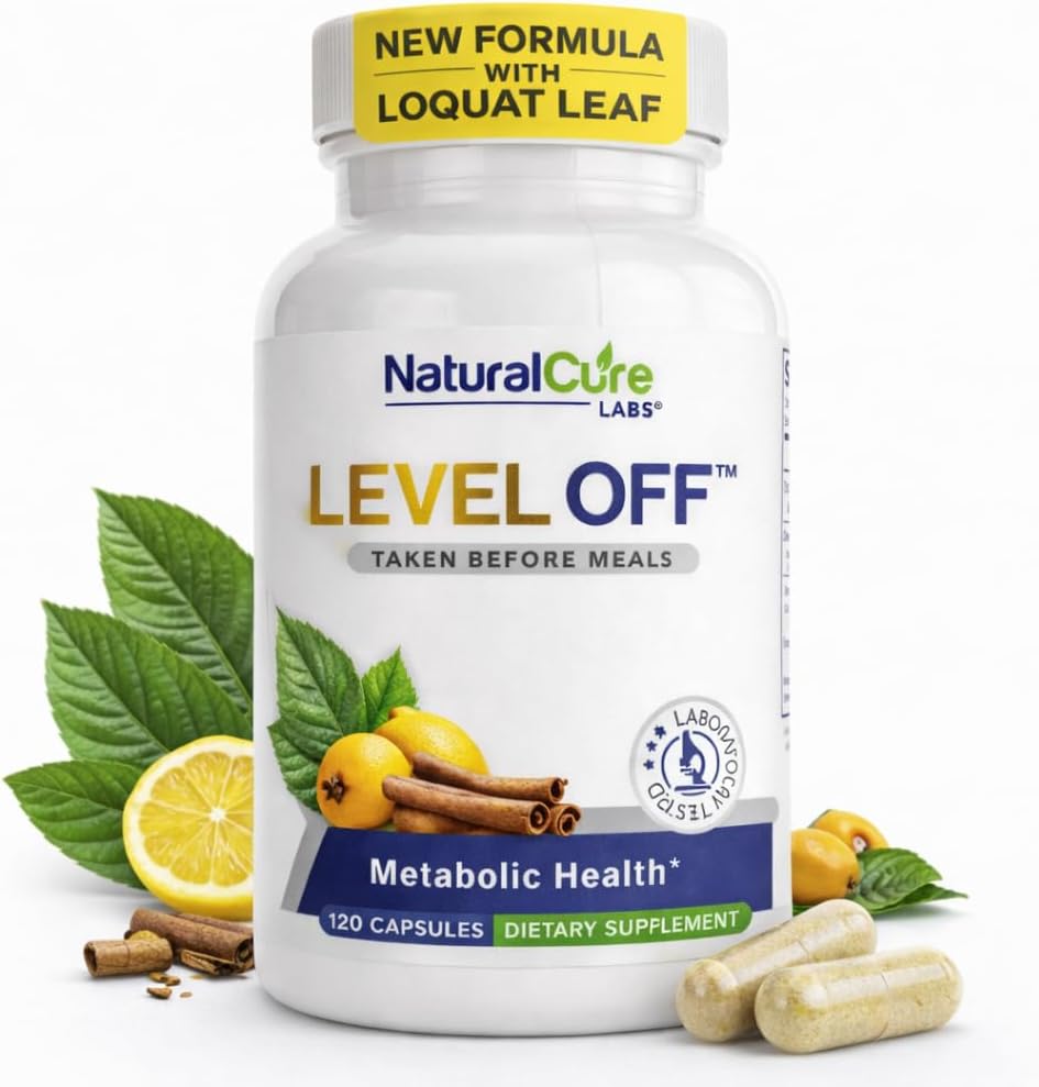 Natural Cure Labs Level Off Anti Spike Formula Glucose Supplement – Capsules for Metabolic Health, Helps Moderate Glucose Spikes, Vegan, Non-GMO, Gluten Free (120 Count (Pack of 1))