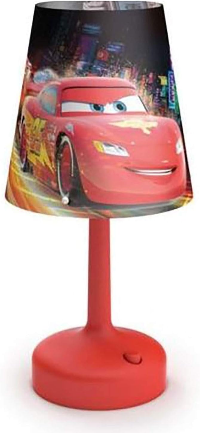 PHILIPS Disney Cars Indoor Portable 10 Inch Kids Table Lamp with Shade, Red