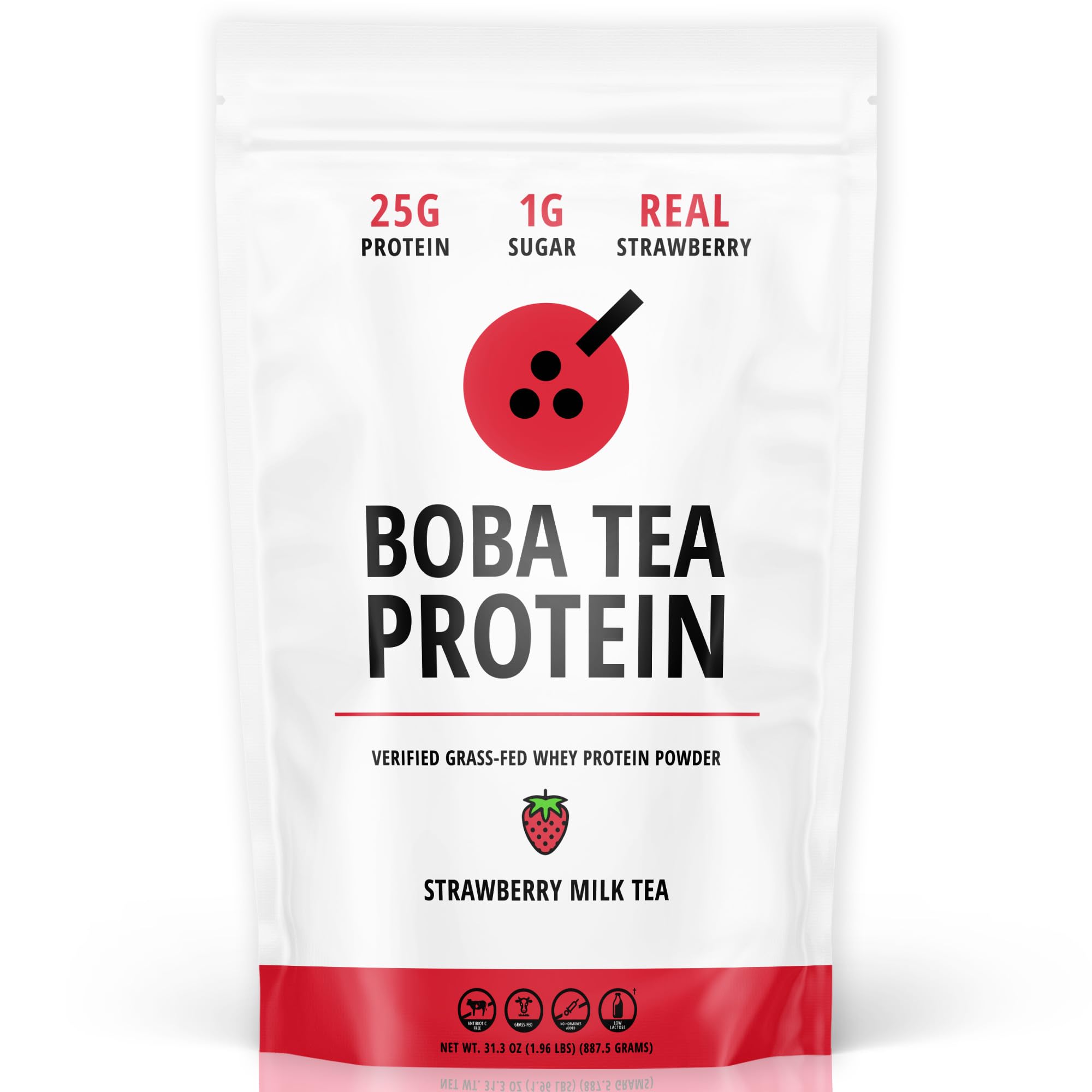 Boba Tea Protein — Whey Protein Isolate sabor Strawberry Milk Tea, 25 g, 25 porções