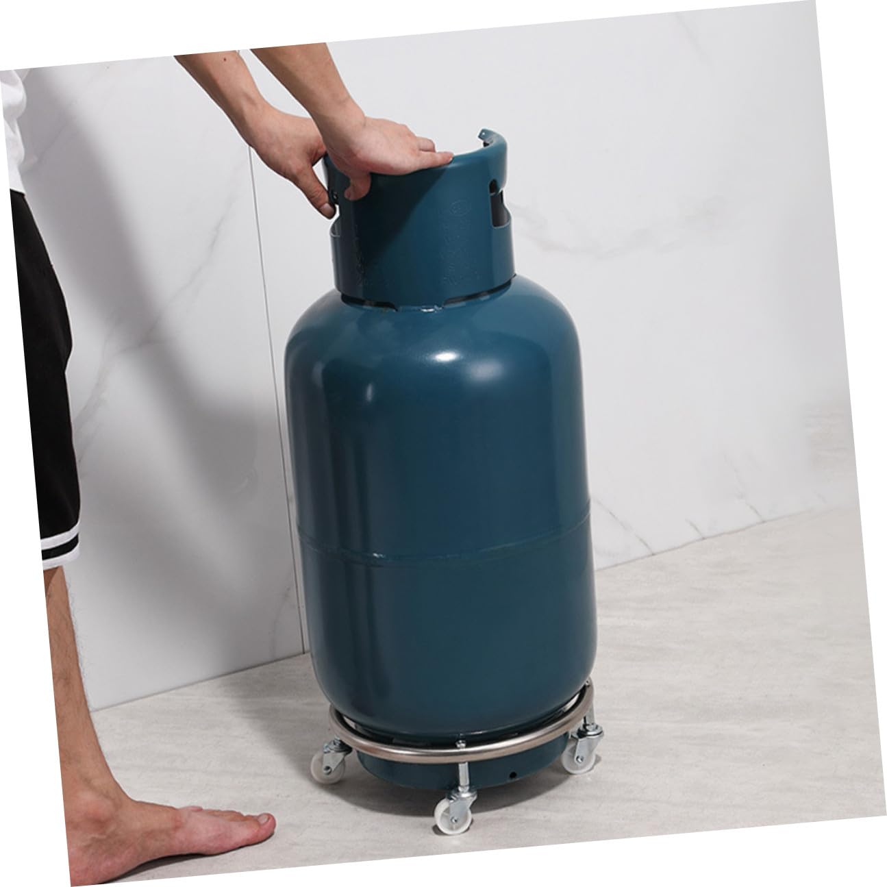 Porta Bombola Gas in Acciaio Inox con Ruote Mobili, Supporto Bombola Gas Resistente e Facile da Usare per Serbatoi Propano Fino a 30kg, per Casa e Ristorante