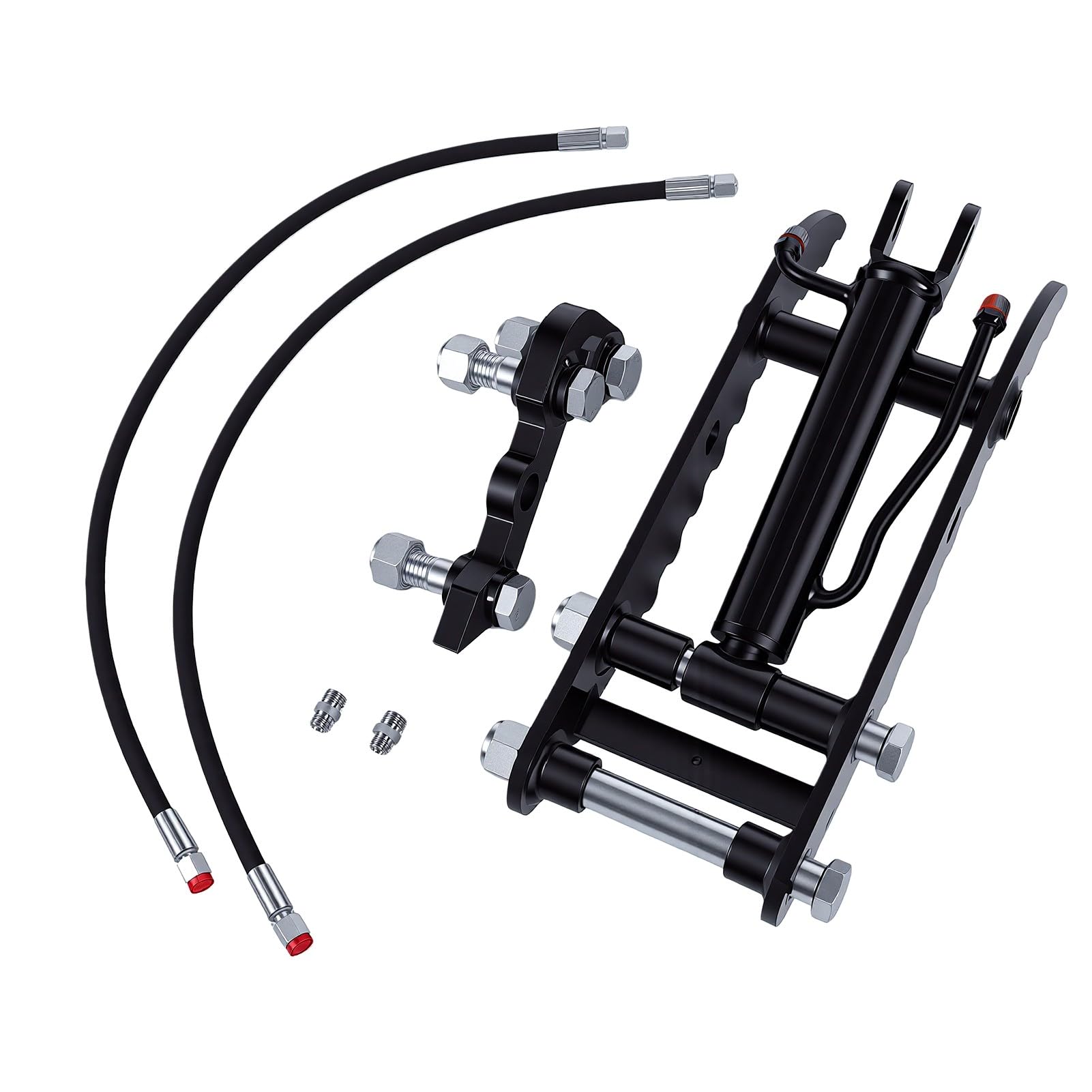 KIMISS Zestaw Kciuka Hydraulicznego do Minikoparki, Stalowy Kciuk Hydrauliczny z 3 Otworami, Wspornikiem L i 2 Wężami, średnica 25 Mm Obciążenie od 800 Kg do 2500 Kg dla Minikoparek
