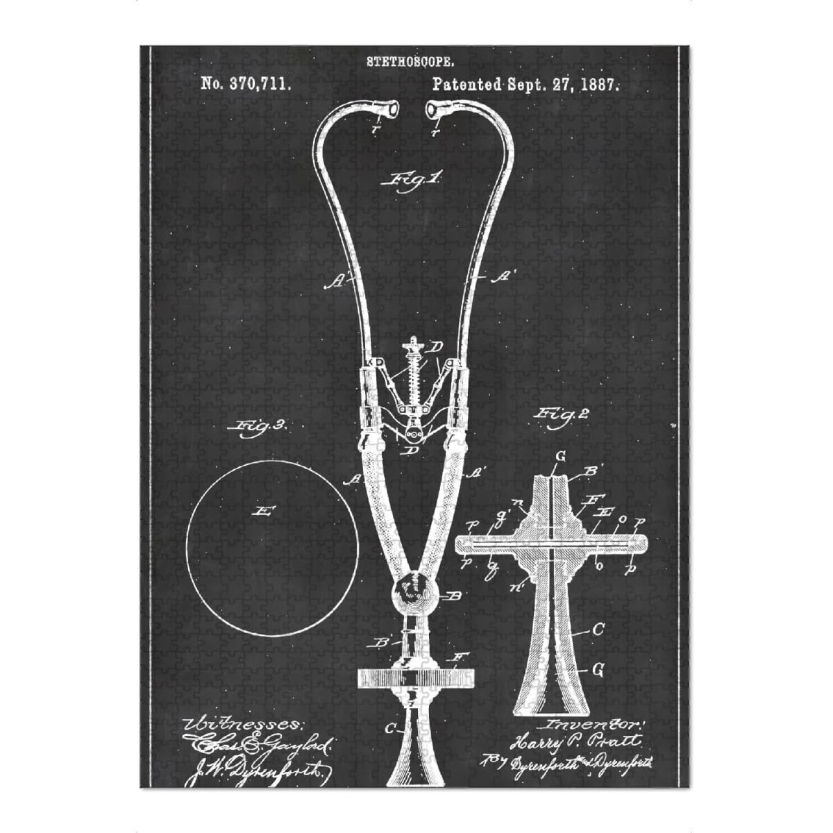artboxONE-Puzzle XXL (1500 Teile) Abstrakt Stethoskop Patent 2" - Puzzle Stethoskop Arzt Blaupause