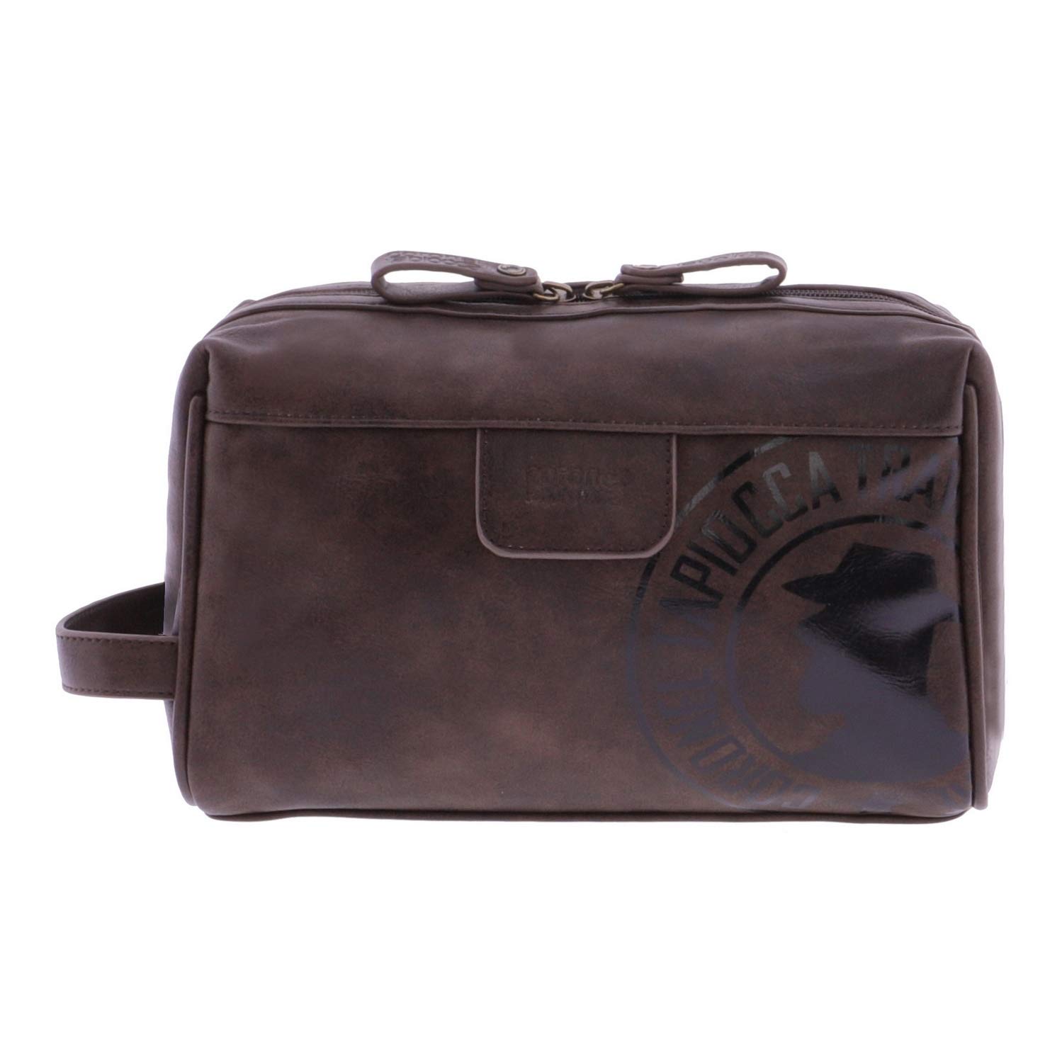 Colonel Tapiocca Acacio Logo Print Men's Toiletry Bag Brown