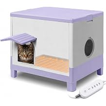 Tailtastic Heated Outdoor Cat House for Winter, Foldable Plastic Shelter
