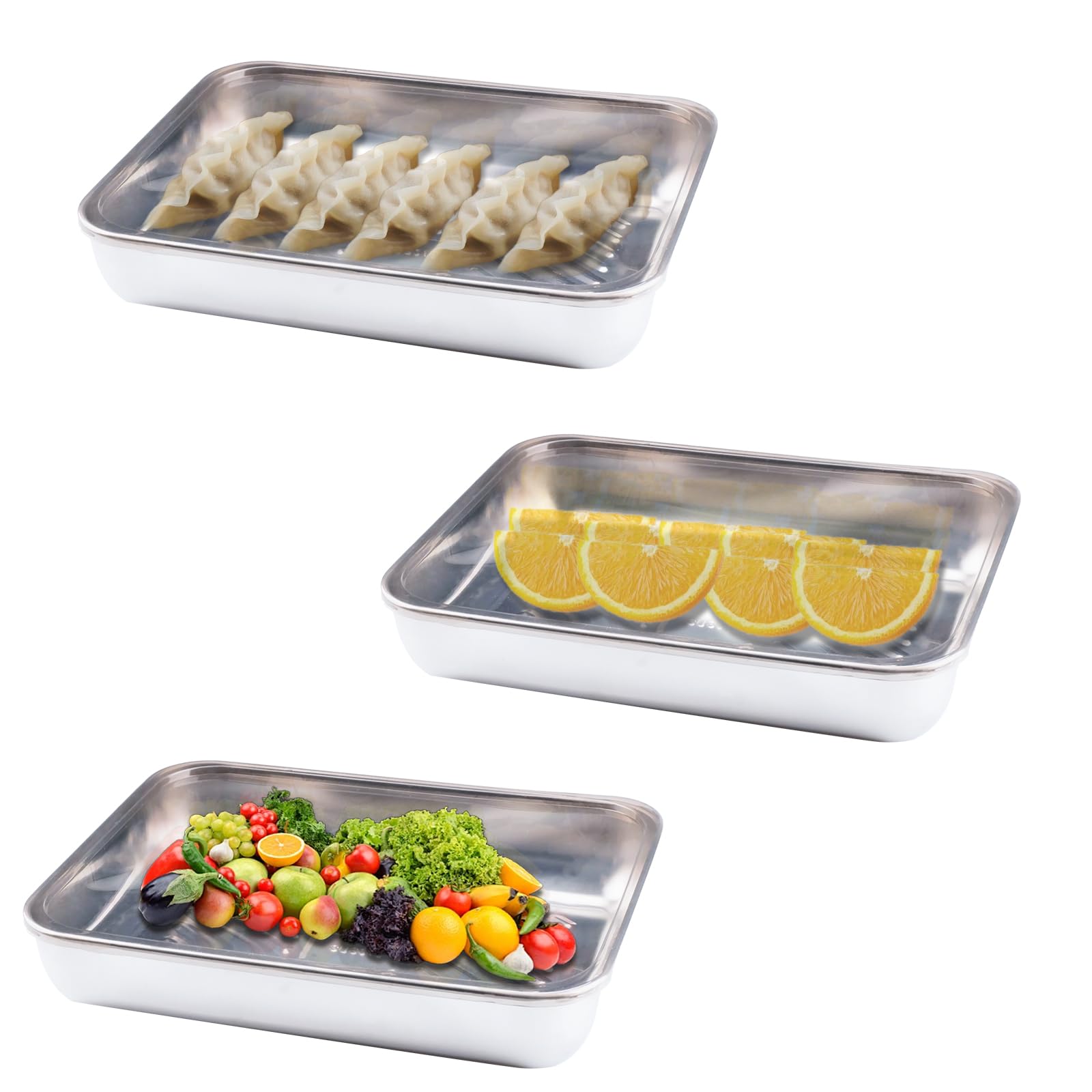 Doafoce 4 Pièces Bac Inox Alimentaire Avec Couvercle, Boîtes De Conservation Alimentaire Empilables, Boite Alimentaire Inox Réutilisables, Pour Réfrigérateur, Restaurant, Cuisine