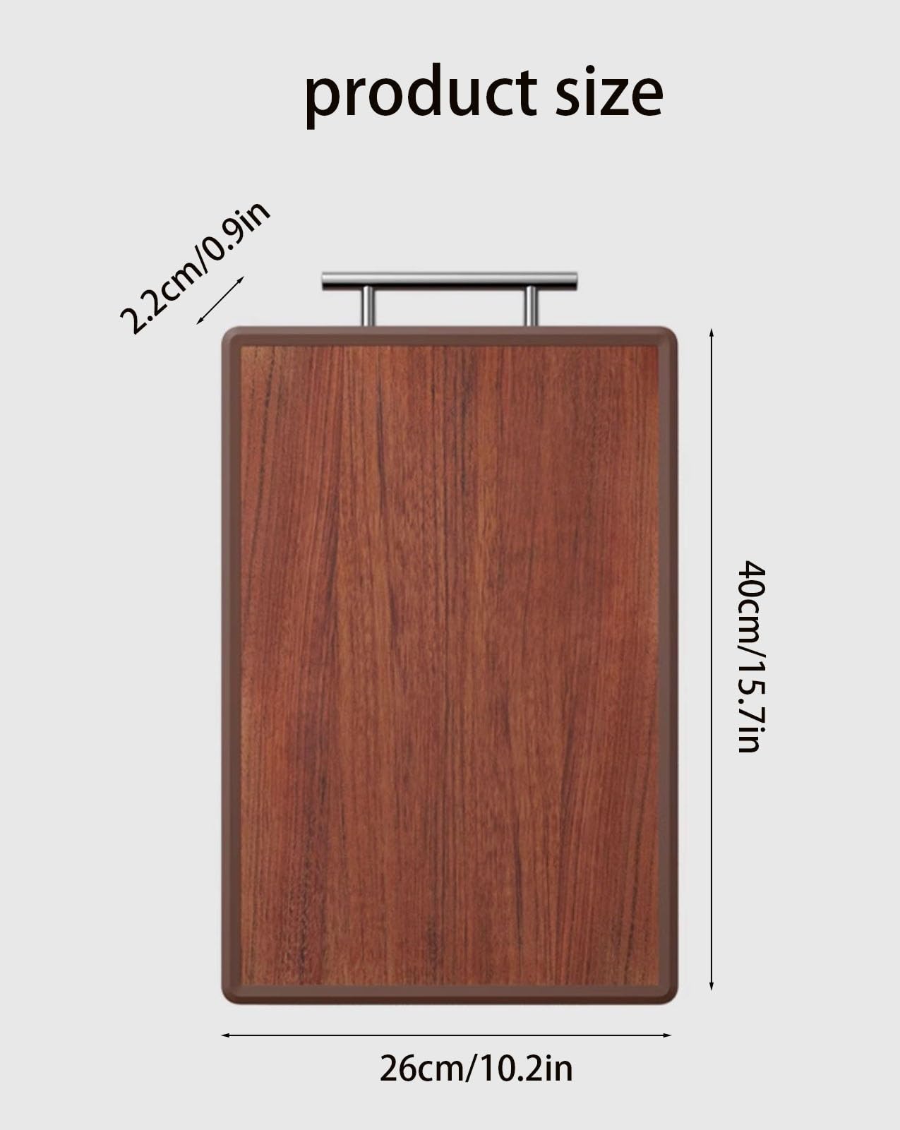 Tabla de cortar de madera grande de doble cara con mango, dobladillo antideslizante, fácil de limpiar, tabla de cortar de cocina de 16,5 pulgadas, 38 cm/15,0,Tabla de cortar(40cm/15.7in)