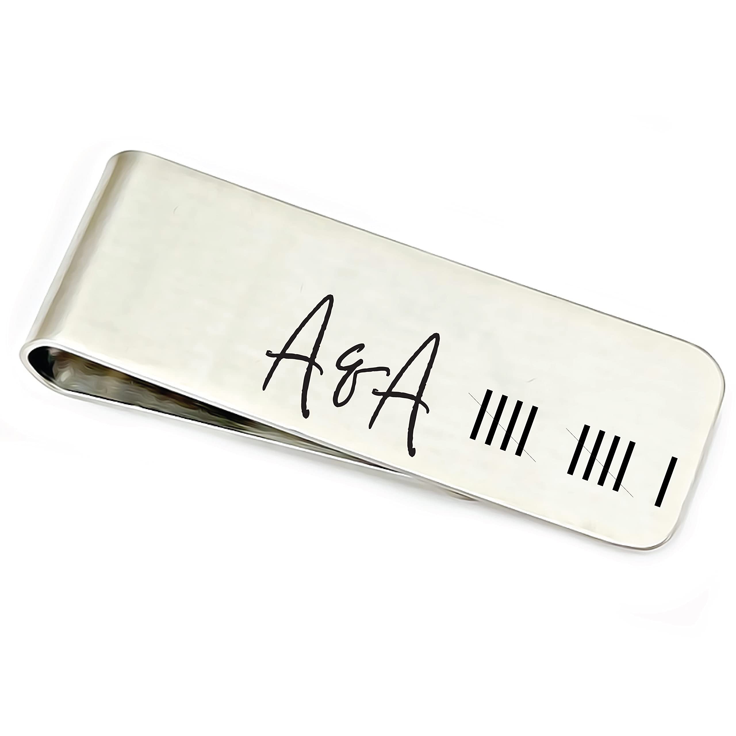 Anniversary Money Clip Personalized Wallet Money Personal Wallet Initials Husband Money Clip Men's Initials Gift Wedding Date Father Steel ANNIVERSARY-MONEY