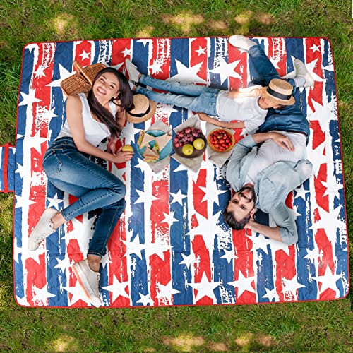 Tirrinia Extra Large Outdoor Waterproof Picnic Blanket, Sandproof & Waterproof 70" X 80" Blanket for Beach, Park, Camping or Travel, Portable for The Family, Friends, Kids.