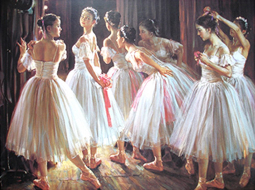 WOWDECOR Art Supplies Beautiful Ballet Girls DIY Paint by Numbers Kits 40 x 50cm with Painting Brushes Canvas (No Frame)