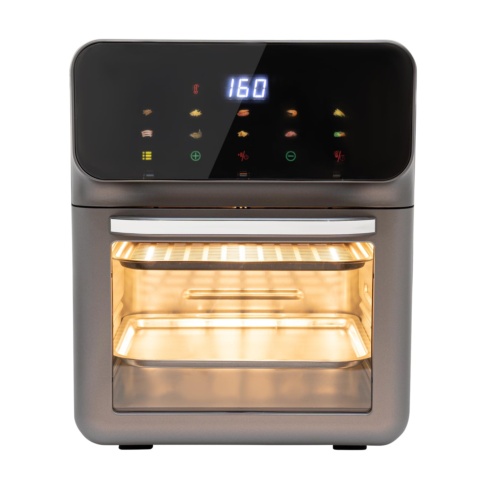 Forno elettrico da 13 l, mini forno da 1350 W, con schermo LCD e timer, forno multifunzione a 2 ripiani