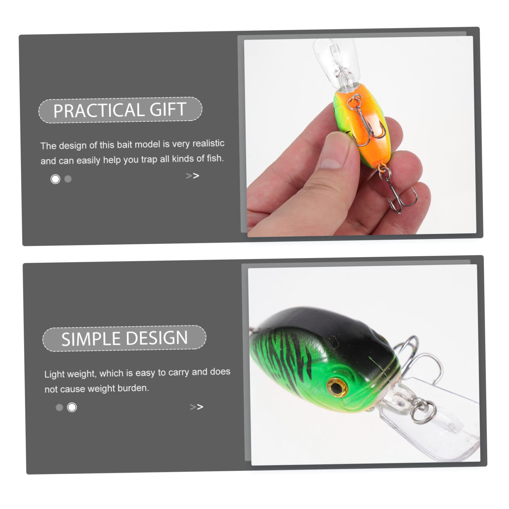 Toyvian 2 Leurres de Pêche Artificiels en Abs, 6,5cm, 7,5g, Aspect Poisson Réaliste, pour Pêche en Extérieur, Vert
