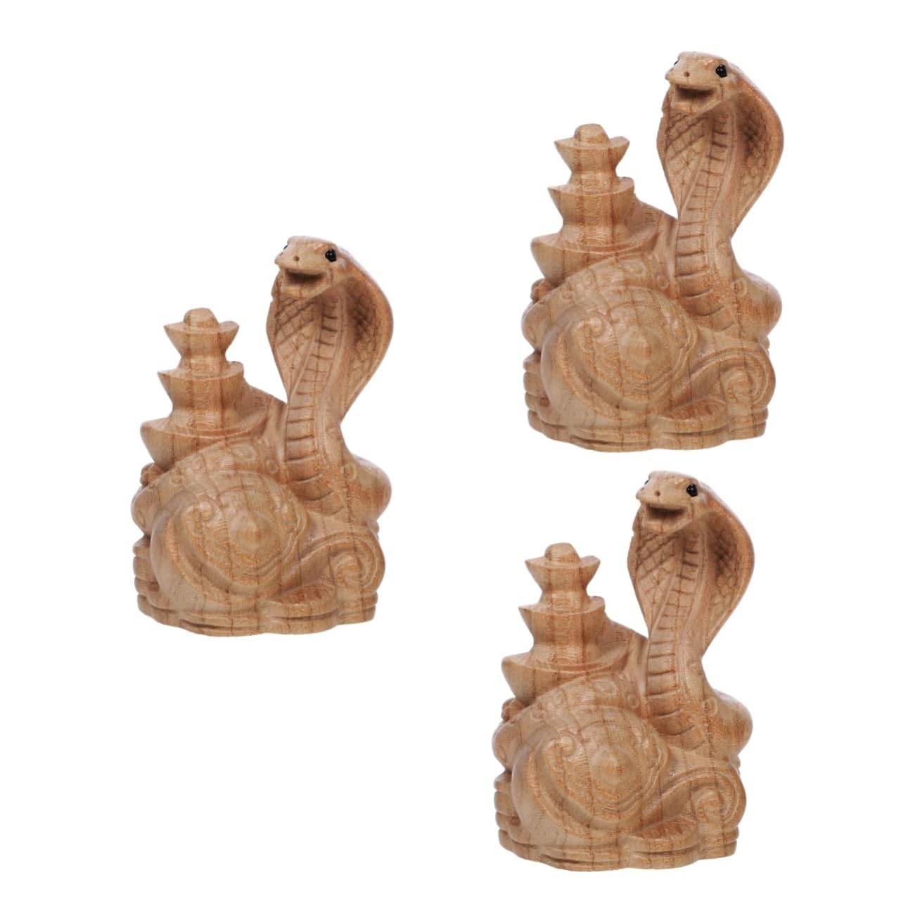 PRETYZOOM 3St Schlangen-Ornamente aus Pfirsichholz Schlangenstatue Holzdekoration chinesisches Tierkreiszeichen Schlangenfigur für das Neue Jahr gefälschte Gartenschlangen Mahagoni
