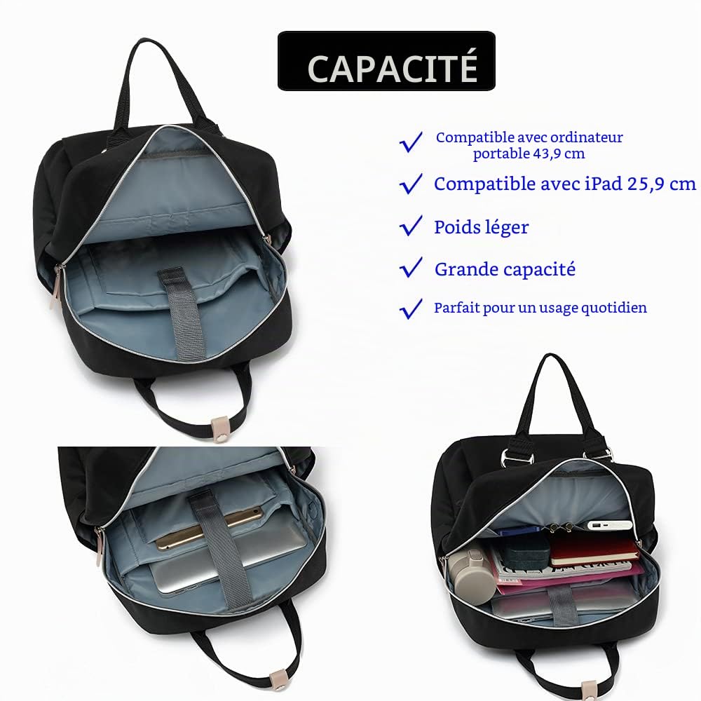 FUXINGYAO Antivol Sac à Dos ，Sac à DosOrdinateur Portable 15.6 Pouces Imperméable Grande　Capacité ，Elegant Imperméable Sac a Dos PC Portable pour College Loisir Voyage Affaires