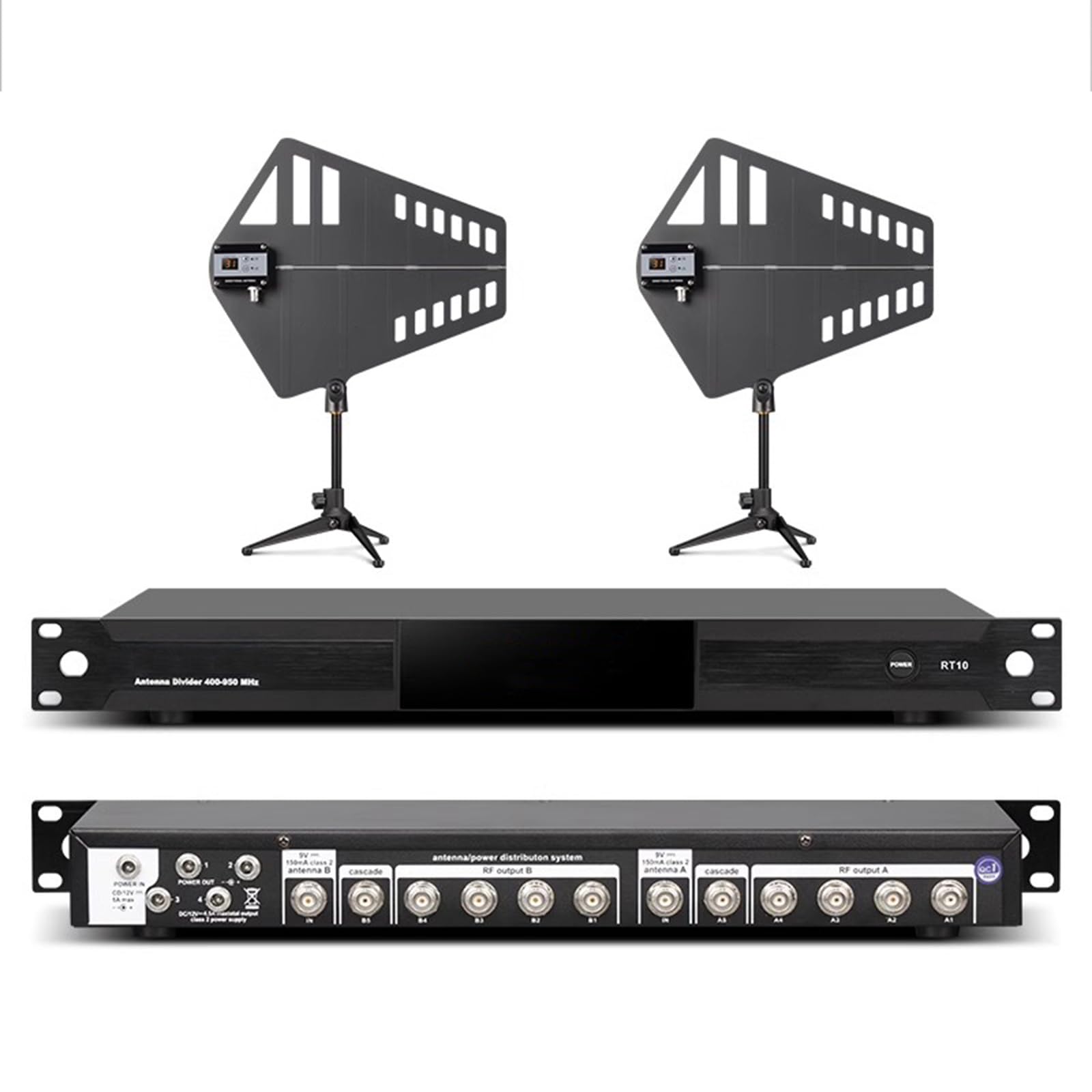 Distribuzione Antenna Wireless UHF, Amplificatore Segnale Microfono a 8 Canali, Palette Antenna Attive con Regolazione del Guadagno, Copre Una Gamma di Frequenza di 400-950 MHz