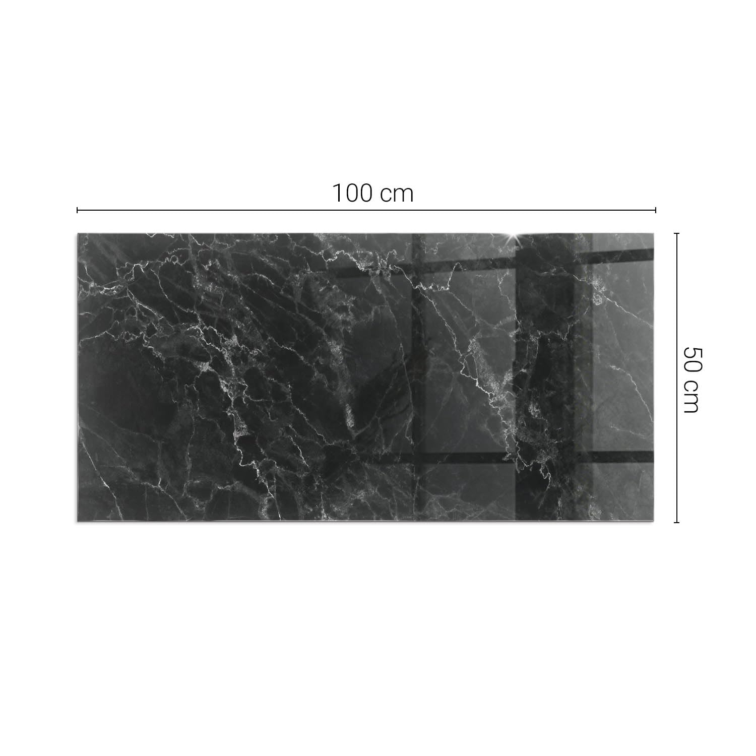 Kaminbodenplatte Glas 100x50 cm - Funkenschutzplatte Polierte Kanten Fleckenbeständigkeit Unter dem Kamin Dekoration Glas Herdboden Thermischer Schutz - Elegantes Marmormuster