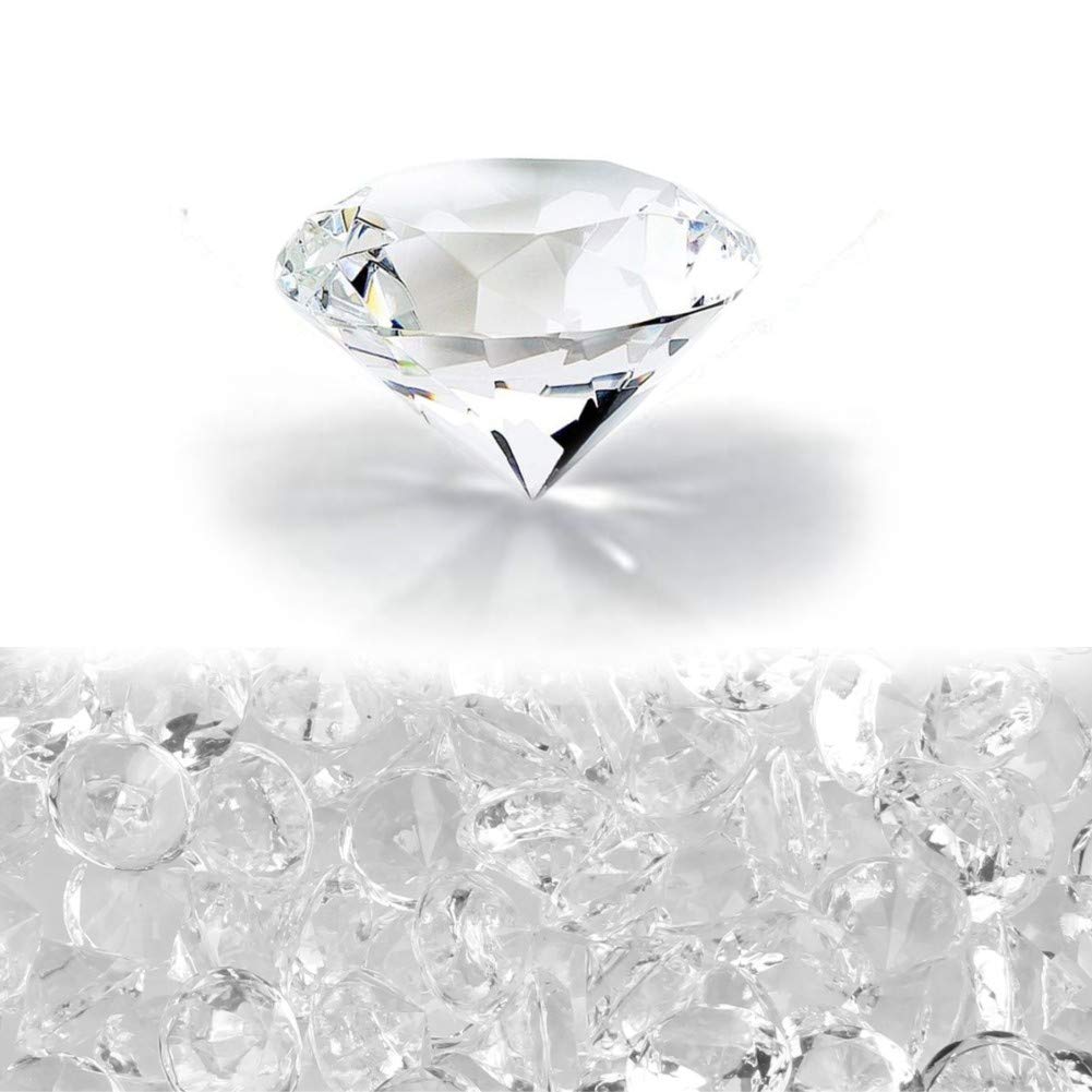 PMLAND 68 Pieces Large Acrylic Fake Diamond Table Scatter - 25mm (1 Inch) Clear Crystal Confetti for Wedding, Bridal Shower, Party Decorations, and Vase Filler